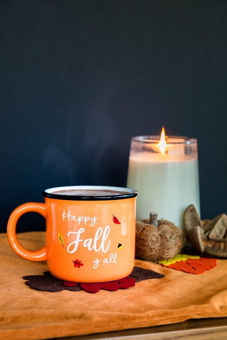 Pearhead Happy Fall Y'all Mug, Autumn Coffee Mug, Home Dećor Accessories, Orange, 15oz, Fall Kitchen Decorations, Holiday Tea or Coffee Mug - Image 3
