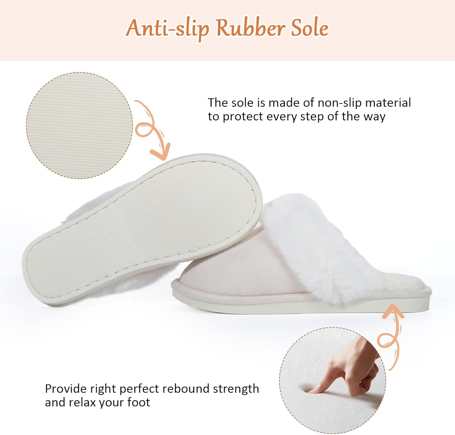 GOKTOW Fuzzy Faux Fur House Slippers for Women Winter Indoor Outdoor Non-Slip Easy Clean Slippers - Image 4