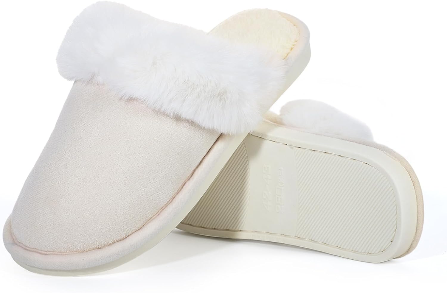 GOKTOW Fuzzy Faux Fur House Slippers for Women Winter Indoor Outdoor Non-Slip Easy Clean Slippers - Image 2