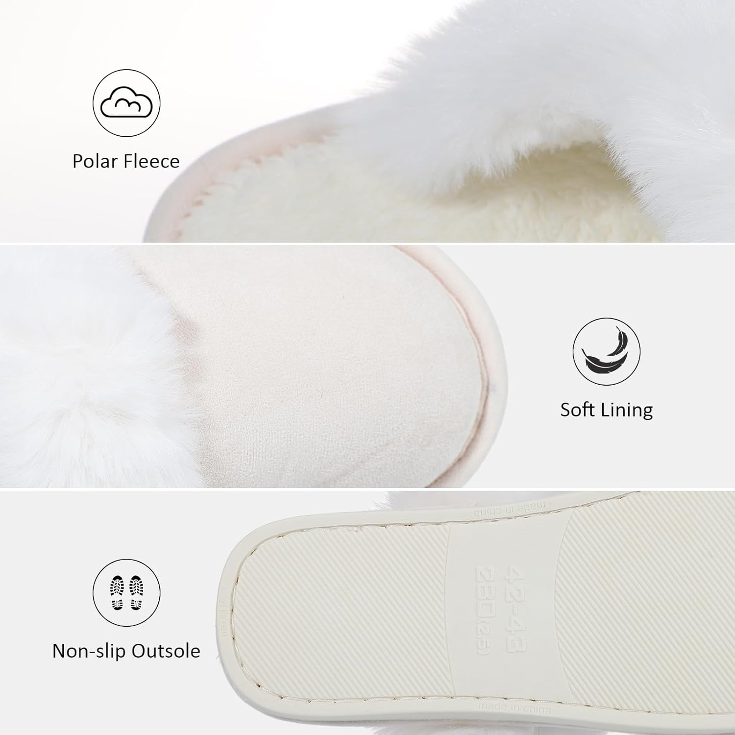 GOKTOW Fuzzy Faux Fur House Slippers for Women Winter Indoor Outdoor Non-Slip Easy Clean Slippers - Image 3