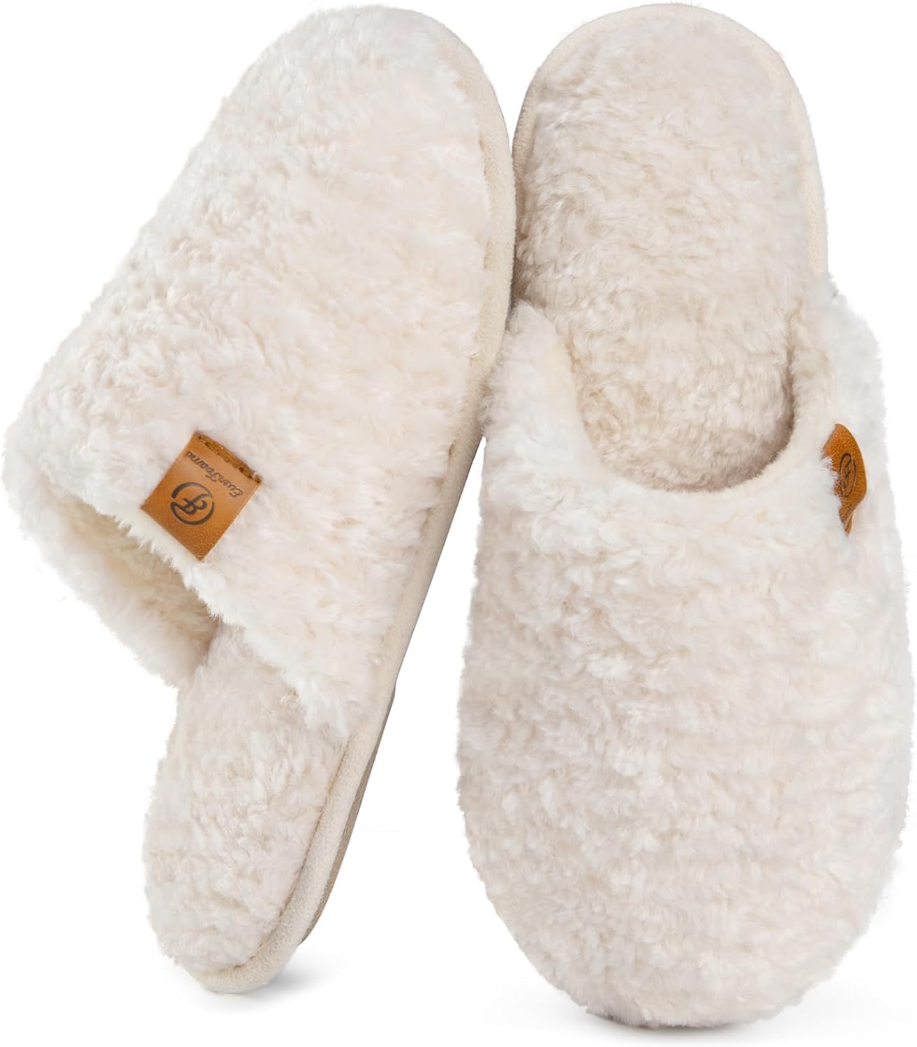 EverFoams Women's Fuzzy Slip-on Slippers Warm Cozy Soft Lightweight Memory Foam Indoor House Shoes - Image 2