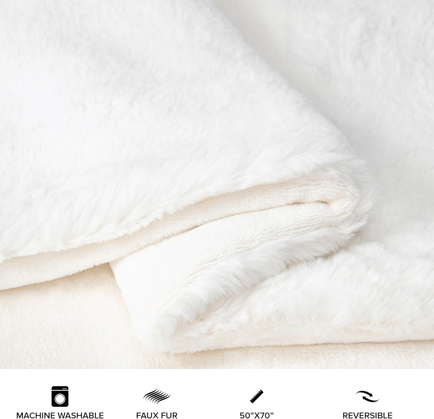 UGG Plush Faux Fur Throw Blanket Reversible Medium Weight Luxury Soft Throw Blankets for Bed or Chair, Hypoallergenic, Machine Washable, Home Decor, 50-inch x 70-inch, White Snow (Euphoria) - Image 4