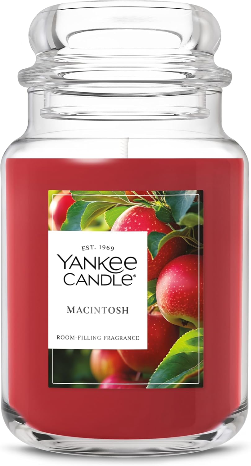Yankee Candle Large Jar Scented Candle with up to 150 Hour Burn Time, Premium Plant Wax Blend for Consistent Burn, 22 oz Jar Candle with Room Filling Fragrance, Macintosh - Image 2