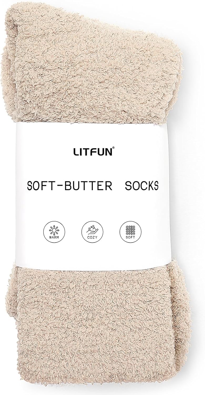 Litfun Fuzzy Socks for Women Cozy Fluffy Winter Warm Sleep Socks Super Comfy and Soft - Image 2