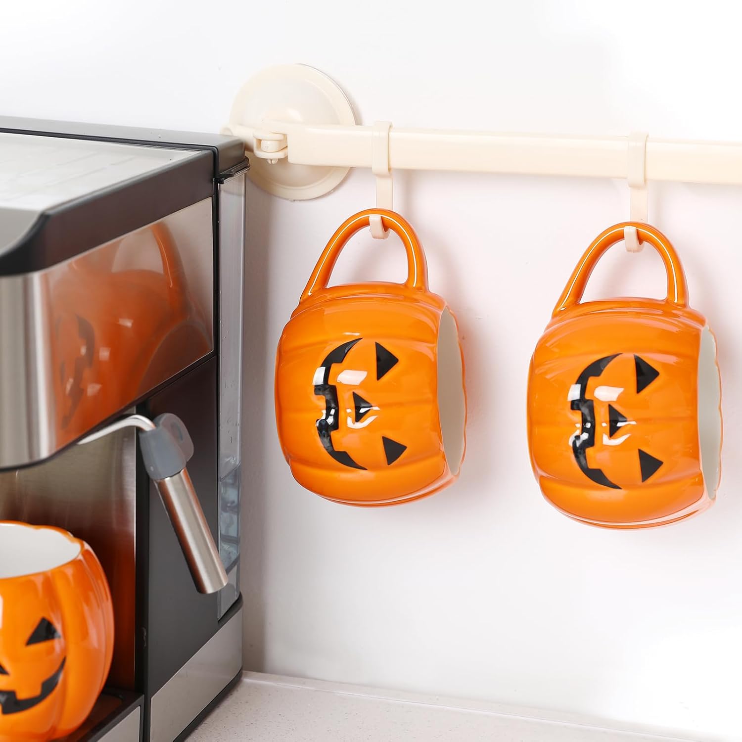 2 PACKS Halloween Pumpkin Mug Set 14 oz-Cute and Spooky Ceramic Coffee Mugs for Fall Halloween Party Home Decor - Image 7