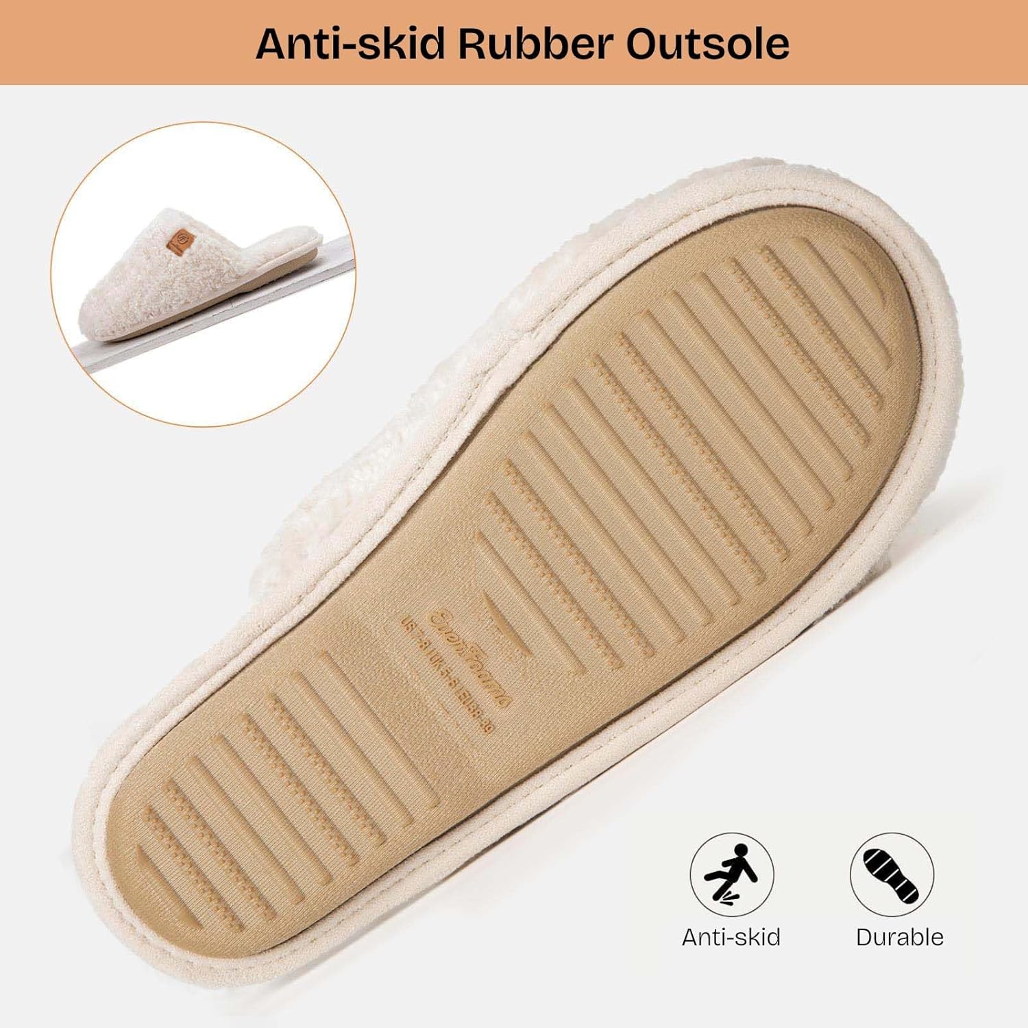 EverFoams Women's Fuzzy Slip-on Slippers Warm Cozy Soft Lightweight Memory Foam Indoor House Shoes - Image 6