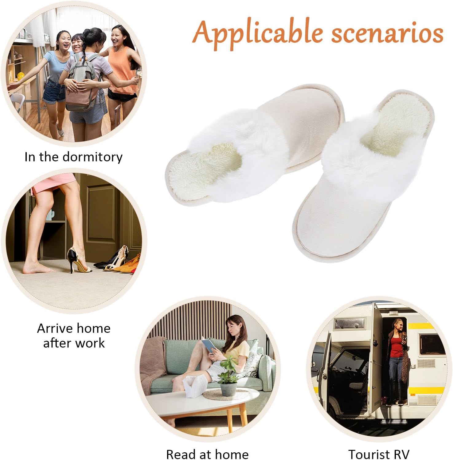 GOKTOW Fuzzy Faux Fur House Slippers for Women Winter Indoor Outdoor Non-Slip Easy Clean Slippers - Image 5