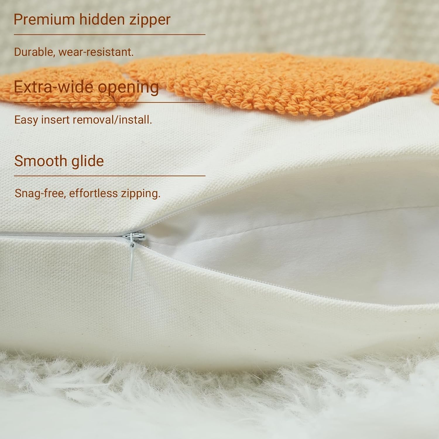 GEEORY Fall Pillow Covers 18x18 inch, Embroidered Pumpkins Throw Pillows Farmhouse Thanksgiving Decor Canvas Cushion Case for Sofa & Bed Home Decorations (Orange) GX002-1-18 - Image 4