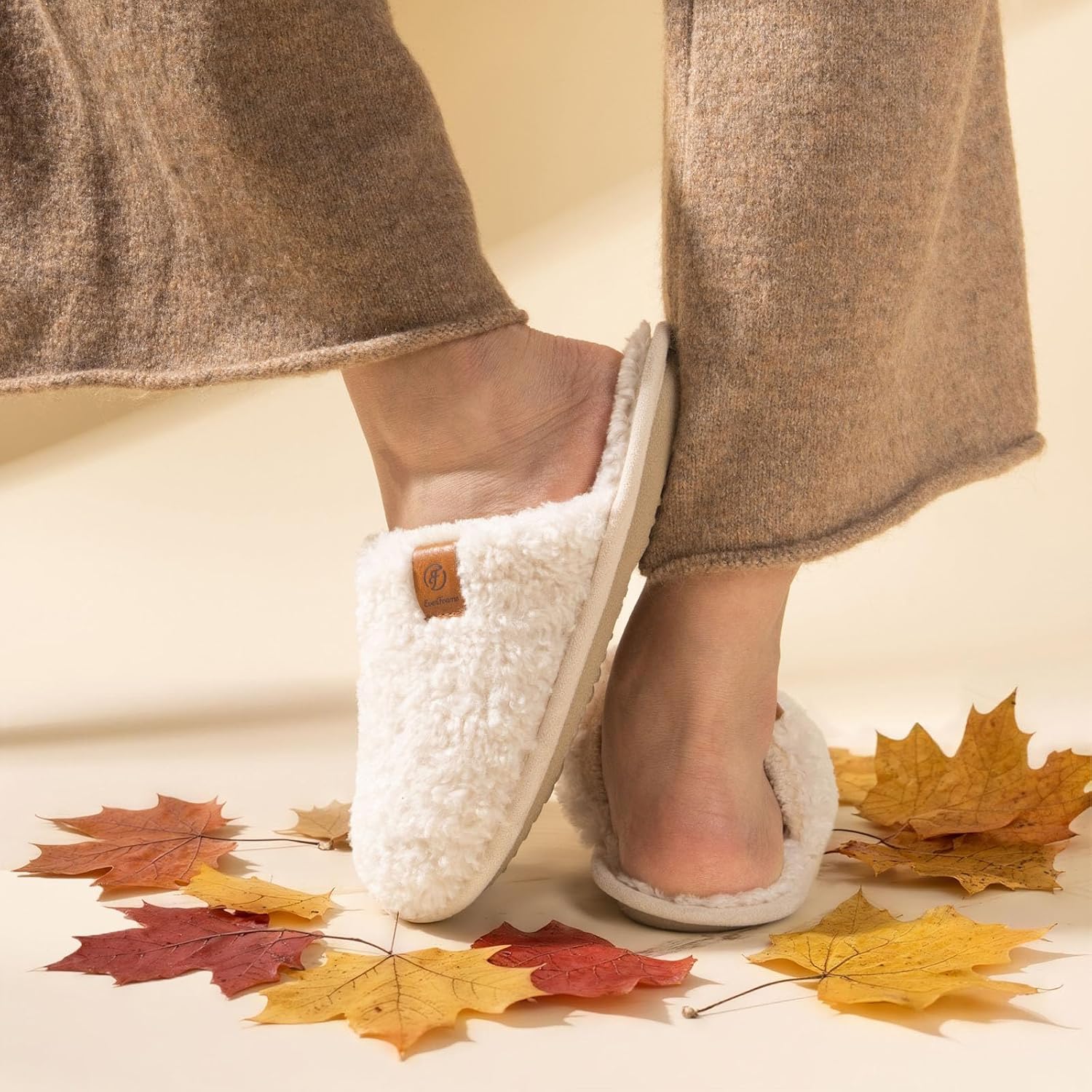 EverFoams Women's Fuzzy Slip-on Slippers Warm Cozy Soft Lightweight Memory Foam Indoor House Shoes - Image 8