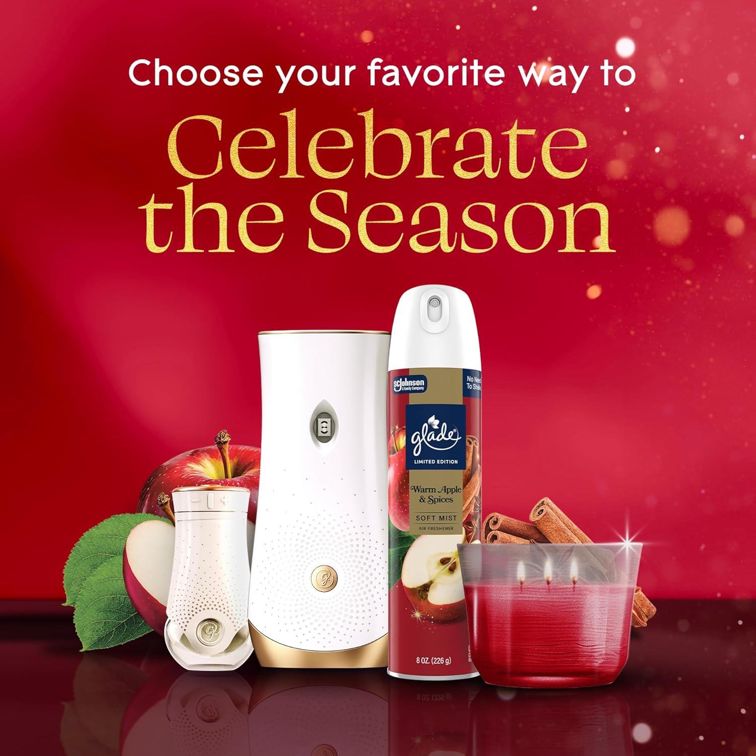 Glade 3-Wick Scented Candle Jar, Warm Apple & Spices, Air Freshener Infused with Essential Oils, 6.8 Oz, 3 Count - Image 8