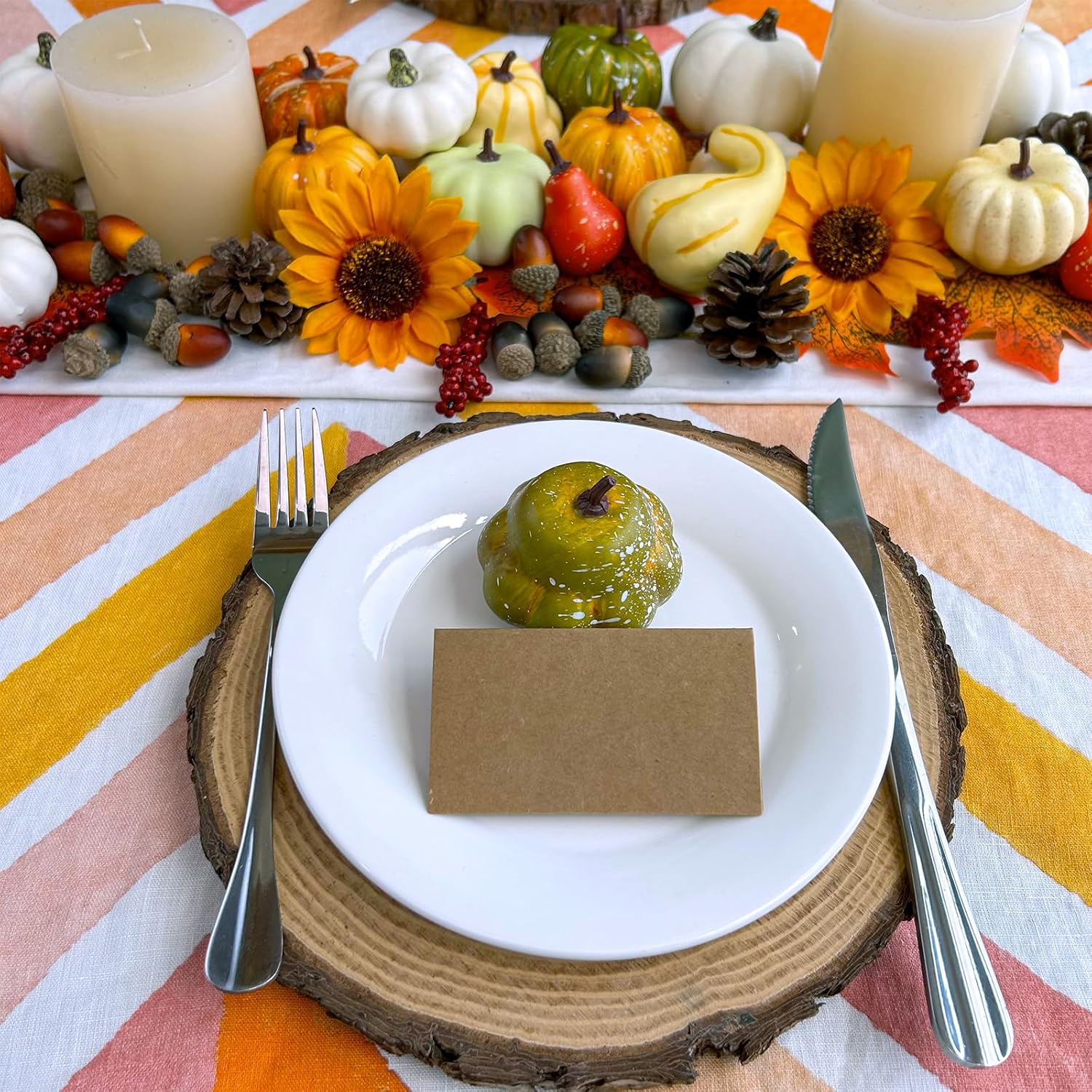 Winlyn 60 Pcs Assorted Small Artificial Pumpkins and Gourds with Acorns Pinecones Maple Leaves Sunflowers Fall Harvest Decoration Set for Thanksgiving Halloween Bowl Filler Table Centerpiece Wreaths - Image 10