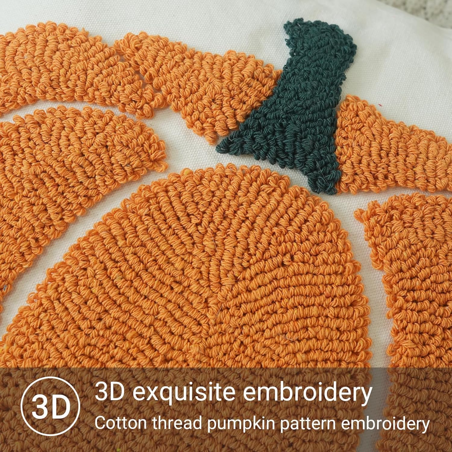 GEEORY Fall Pillow Covers 18x18 inch, Embroidered Pumpkins Throw Pillows Farmhouse Thanksgiving Decor Canvas Cushion Case for Sofa & Bed Home Decorations (Orange) GX002-1-18 - Image 3