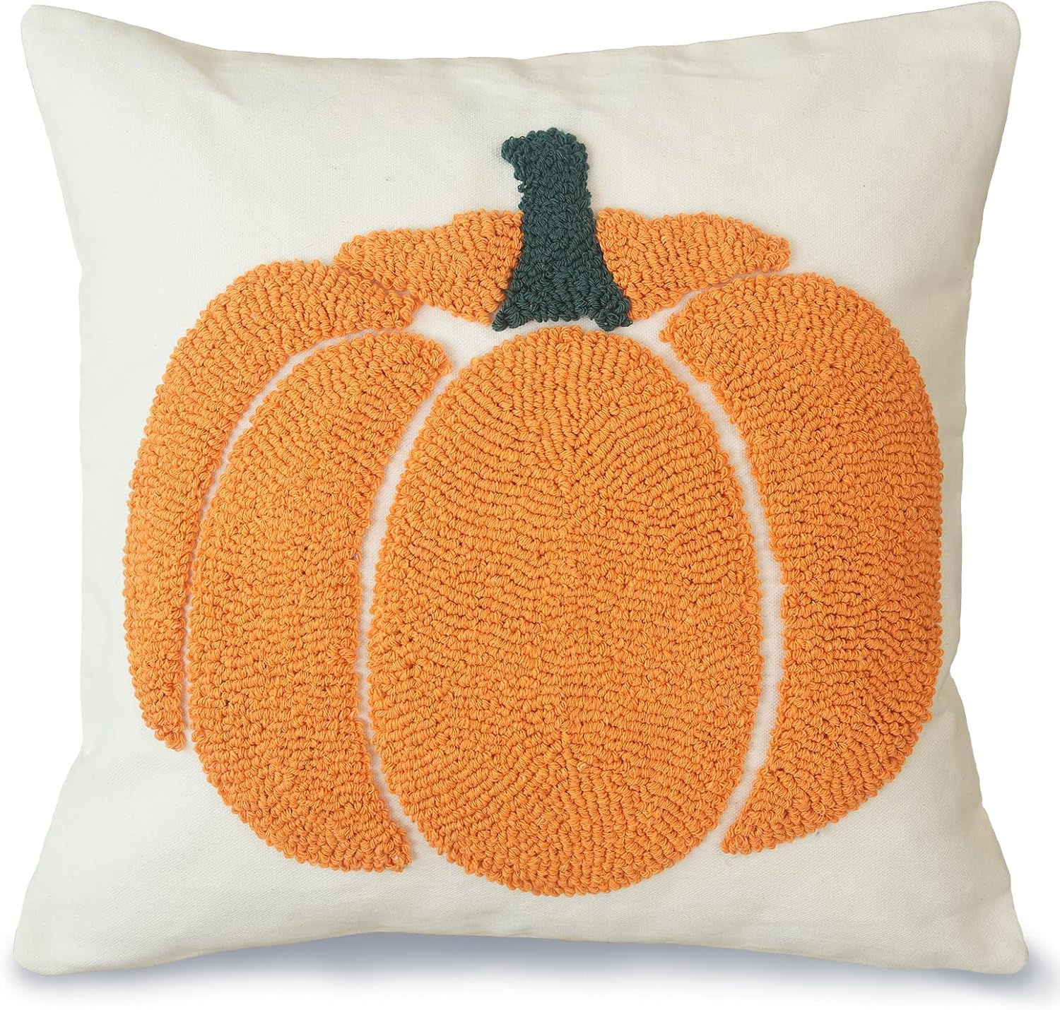 GEEORY Fall Pillow Covers 18x18 inch, Embroidered Pumpkins Throw Pillows Farmhouse Thanksgiving Decor Canvas Cushion Case for Sofa & Bed Home Decorations (Orange) GX002-1-18 - Image 2