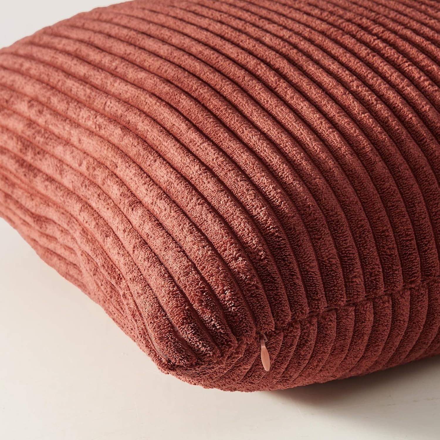 Topfinel Fall Burnt Orange Decorative Throw Pillows Covers 18x18 Inch Set of 4,Yellow Green Gradient Series Corduroy Striped Square Pillow Case,Western Modern Cushion Cover for Couch Sofa Bedroom - Image 3