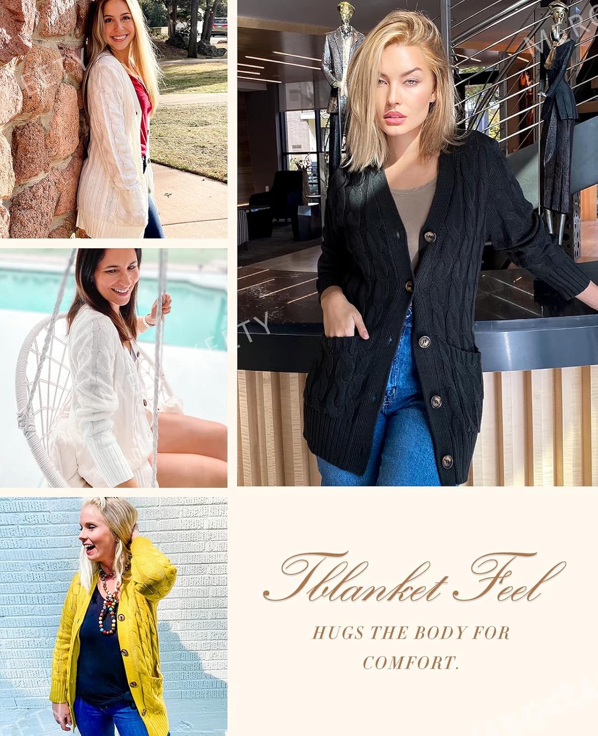 MEROKEETY Women's 2025 Fall Long Sleeve Cable Knit Sweater Open Front Cardigan Button Loose Outerwear - Image 6