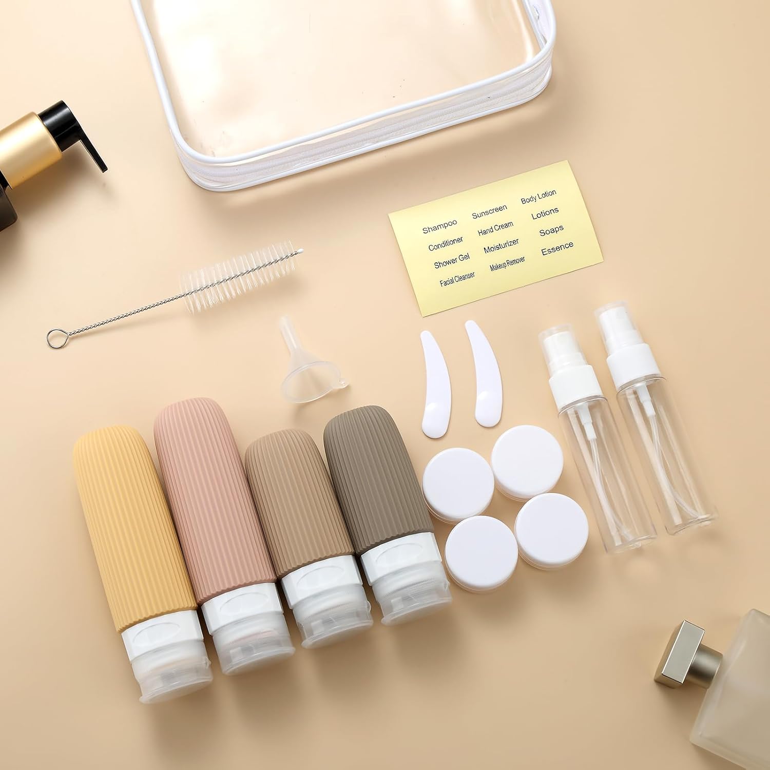 16 Pack Travel Bottles Set, TSA Approved Leak Proof Silicone Squeezable Containers for Toiletries, Refillable Travel Accessories for Conditioner, Shampoo, Lotion & Body Wash Accessories - Image 6