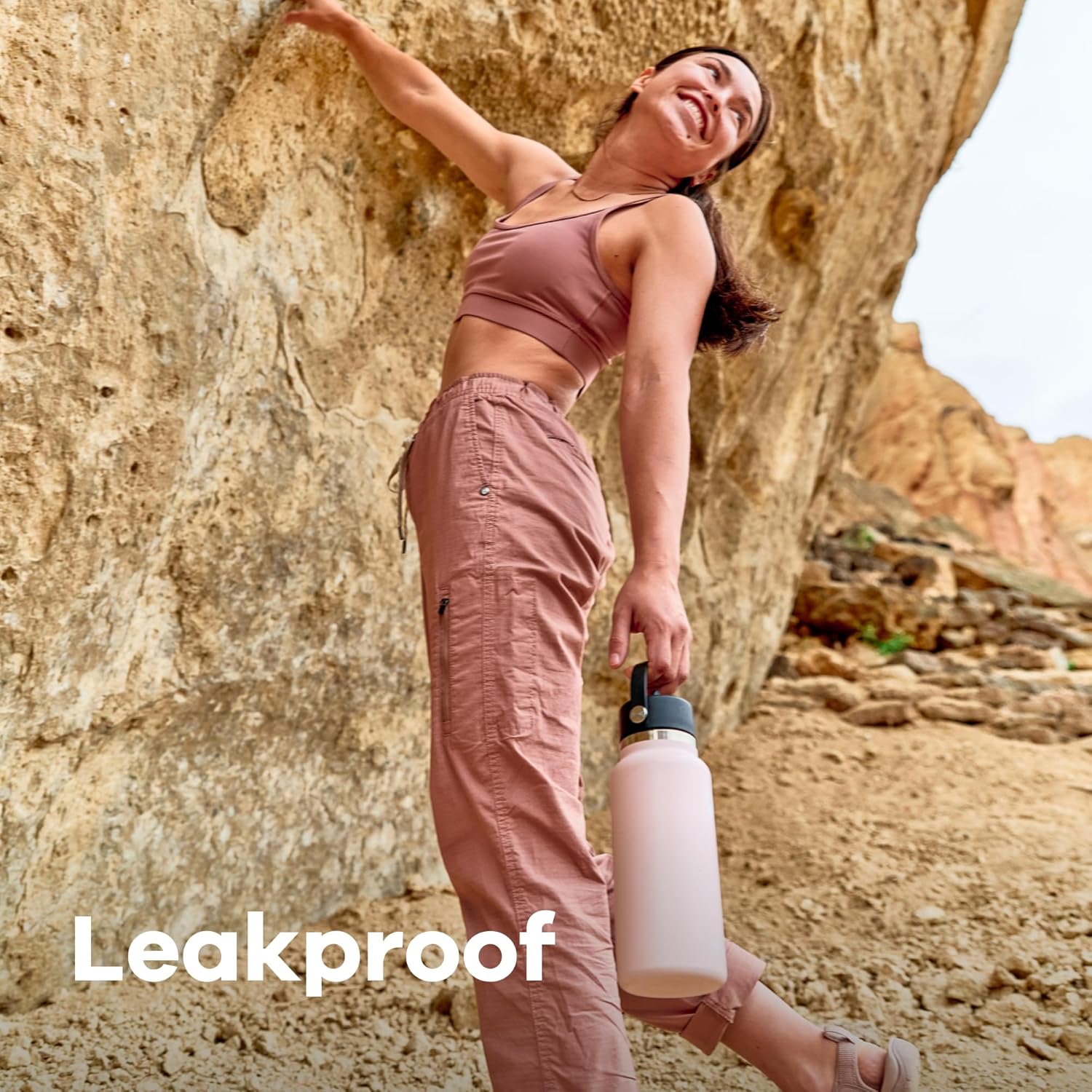 Hydro Flask Water Bottle - Insulated Stainless Steel - Wide Mouth Flex Lid, Non Spill, Leakproof and Refillable in 32 Oz Stone Gray - Image 3