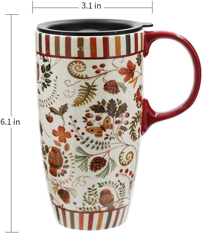 Topadorn 17 oz Tall Ceramic Travel Mugs Coffee Cup with Sealed Lid and Handle, Perfect for Coffee and Tea, Holiday Gift Her Him, Flower - Image 7