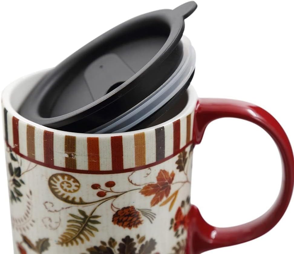 Topadorn 17 oz Tall Ceramic Travel Mugs Coffee Cup with Sealed Lid and Handle, Perfect for Coffee and Tea, Holiday Gift Her Him, Flower - Image 8