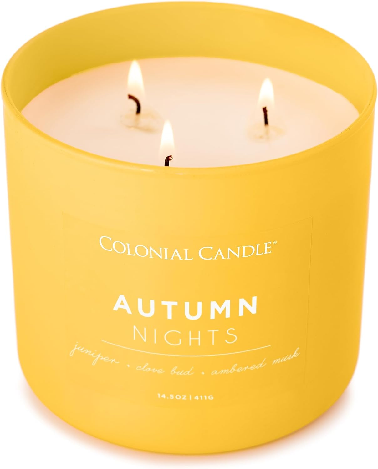 Colonial Candle Autumn Nights Scented Jar Candle, Pop of Color Collection, 3 Wick, Yellow, 14.5 oz - Up to 60 Hours Burn - Image 5