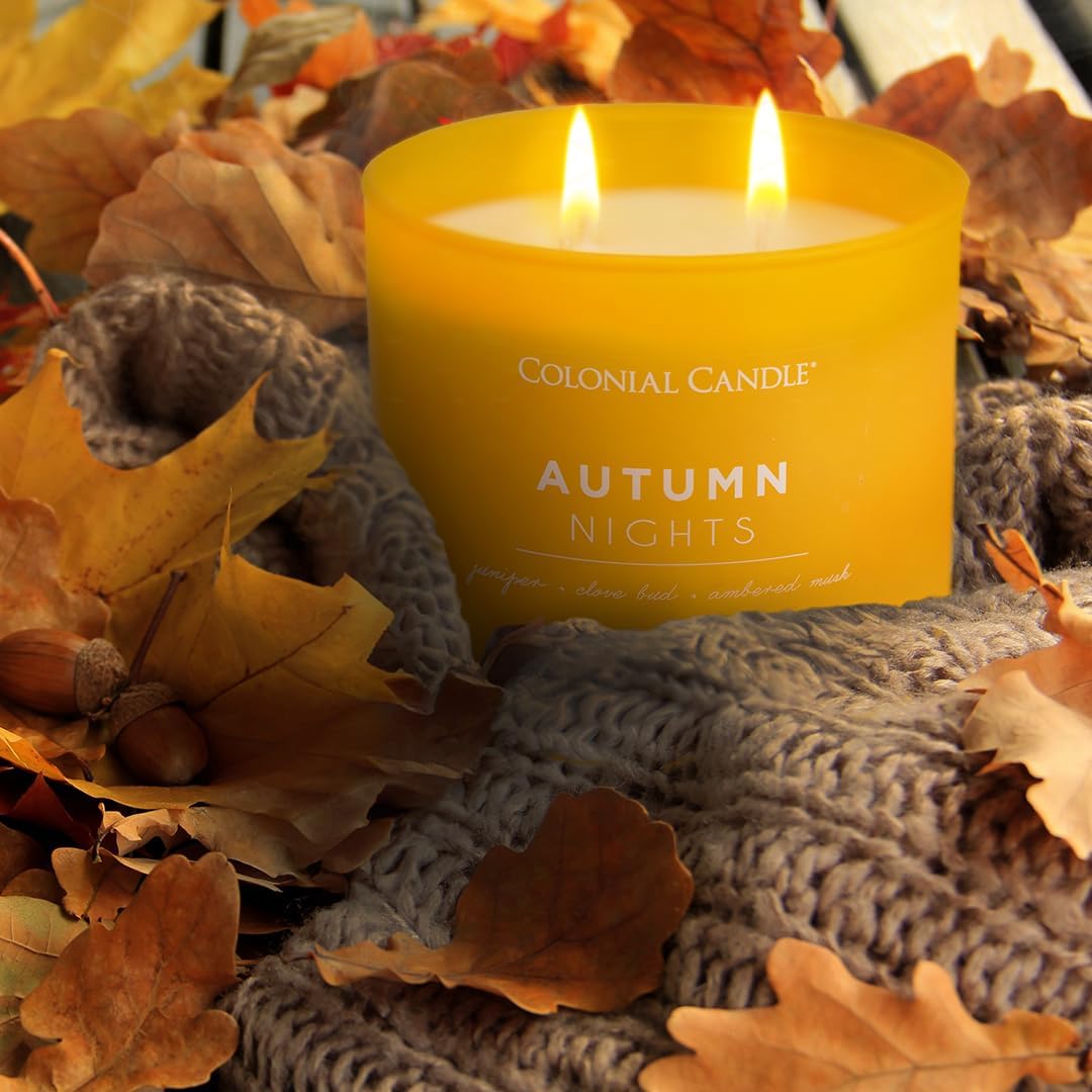 Colonial Candle Autumn Nights Scented Jar Candle, Pop of Color Collection, 3 Wick, Yellow, 14.5 oz - Up to 60 Hours Burn - Image 4