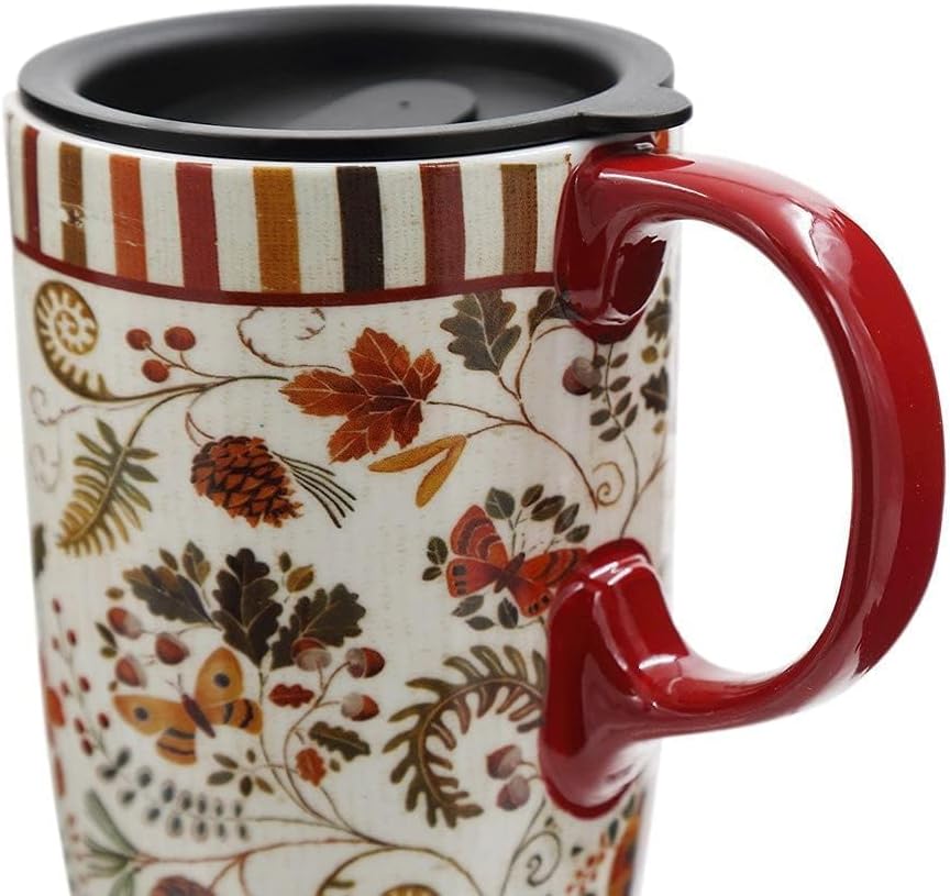 Topadorn 17 oz Tall Ceramic Travel Mugs Coffee Cup with Sealed Lid and Handle, Perfect for Coffee and Tea, Holiday Gift Her Him, Flower - Image 9