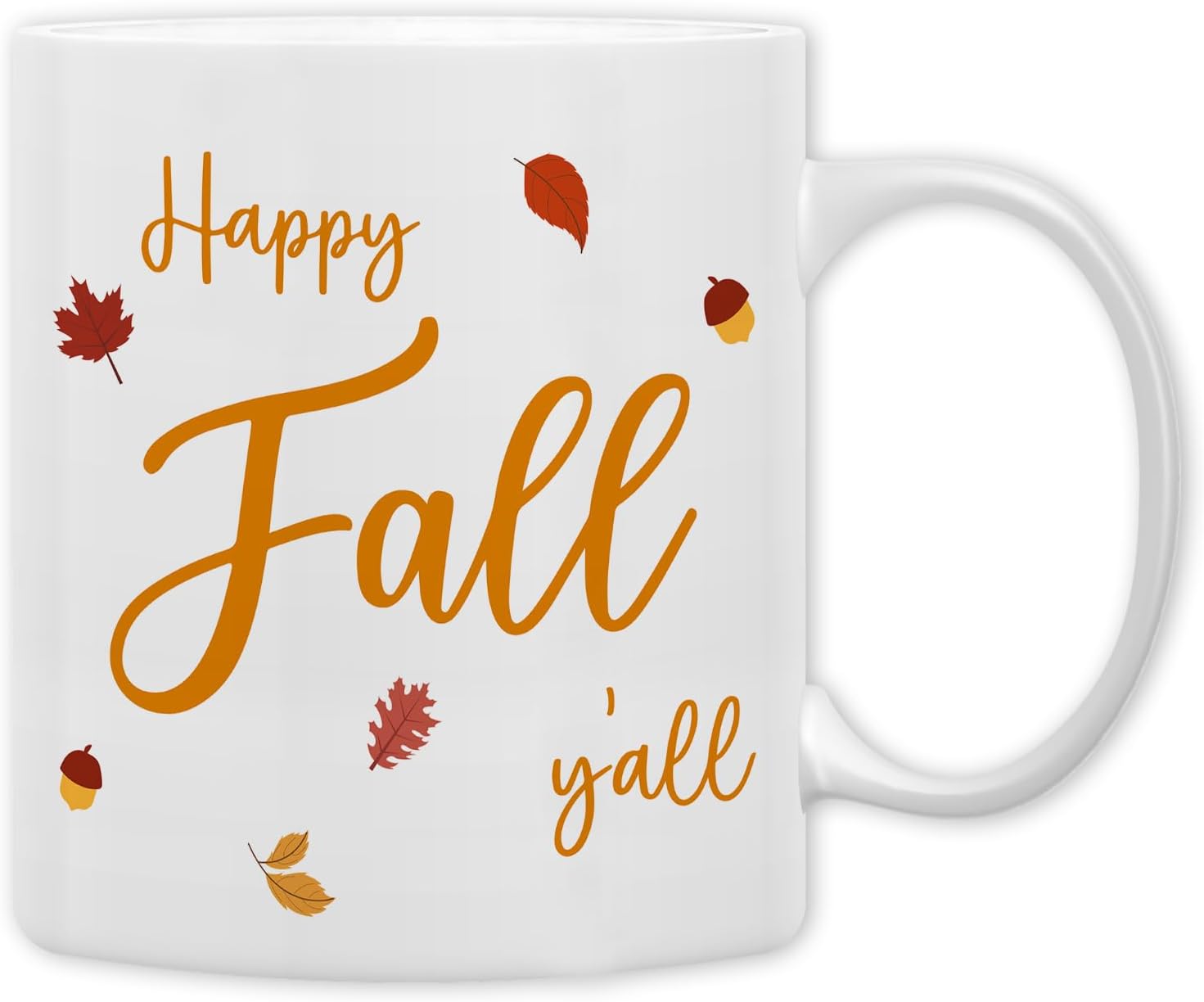 QASHWEY Happy Fall Yall Autumn Mug, Fall Coffee Mug, Autumn Coffee Mug, Fall Themed Mug Tea Cup Gifts for Fall Lovers Women Men Friends, Happy Fall Yall Autumn Coffee Cups Ceramic 11oz - Image 2