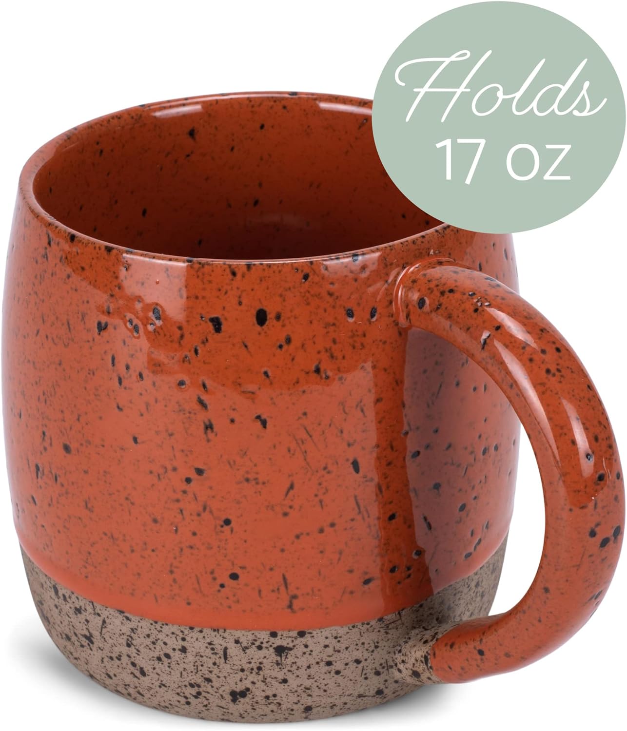 Elanze Designs Speckled Raw Bottom 17 ounce Ceramic Mug, Burnt Orange - Image 3