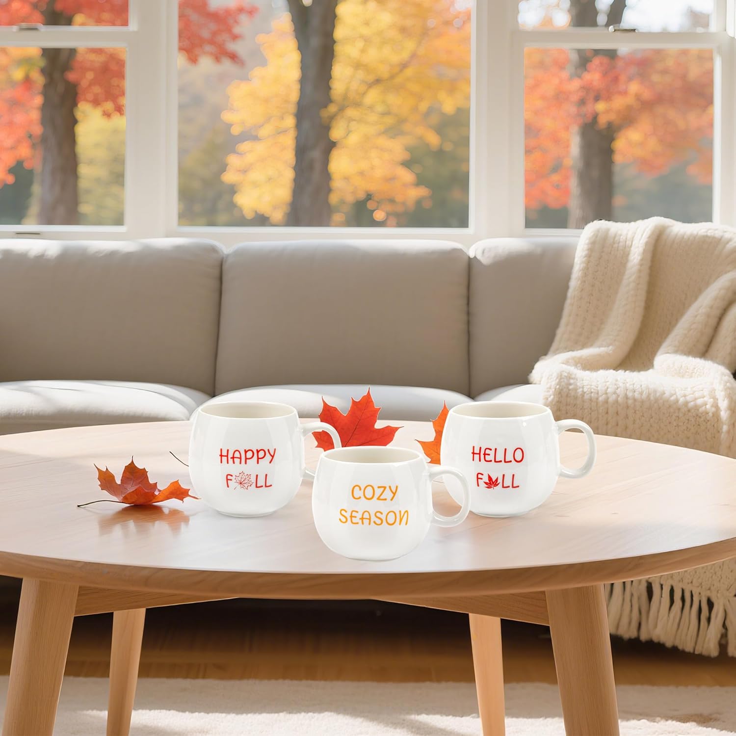 6 Pcs Fall Coffee Mugs Set 12oz Ceramic Autumn Mugs Bulk Thanksgiving Coffee Cups Hello Fall Cups with Handle for Fall Thanksgiving Table Centerpieces Housewarming Gift, Dishwasher and Microwave Safe - Image 7