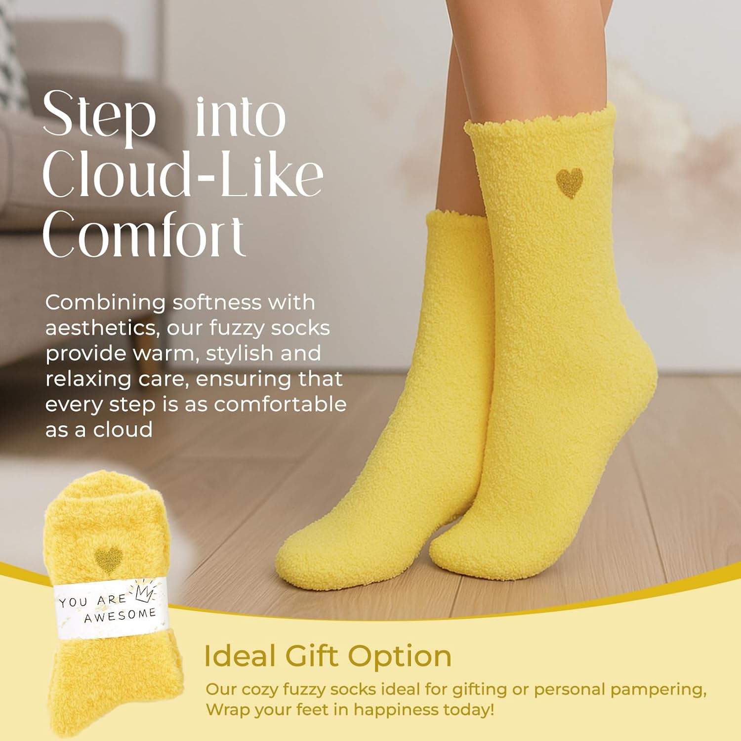 American Trends Coral Fleece Cloud Socks Ultra-Soft Fuzzy Warm Sleep Socks Cozy Unisex Gifts for Birthday Self-Care - Image 4
