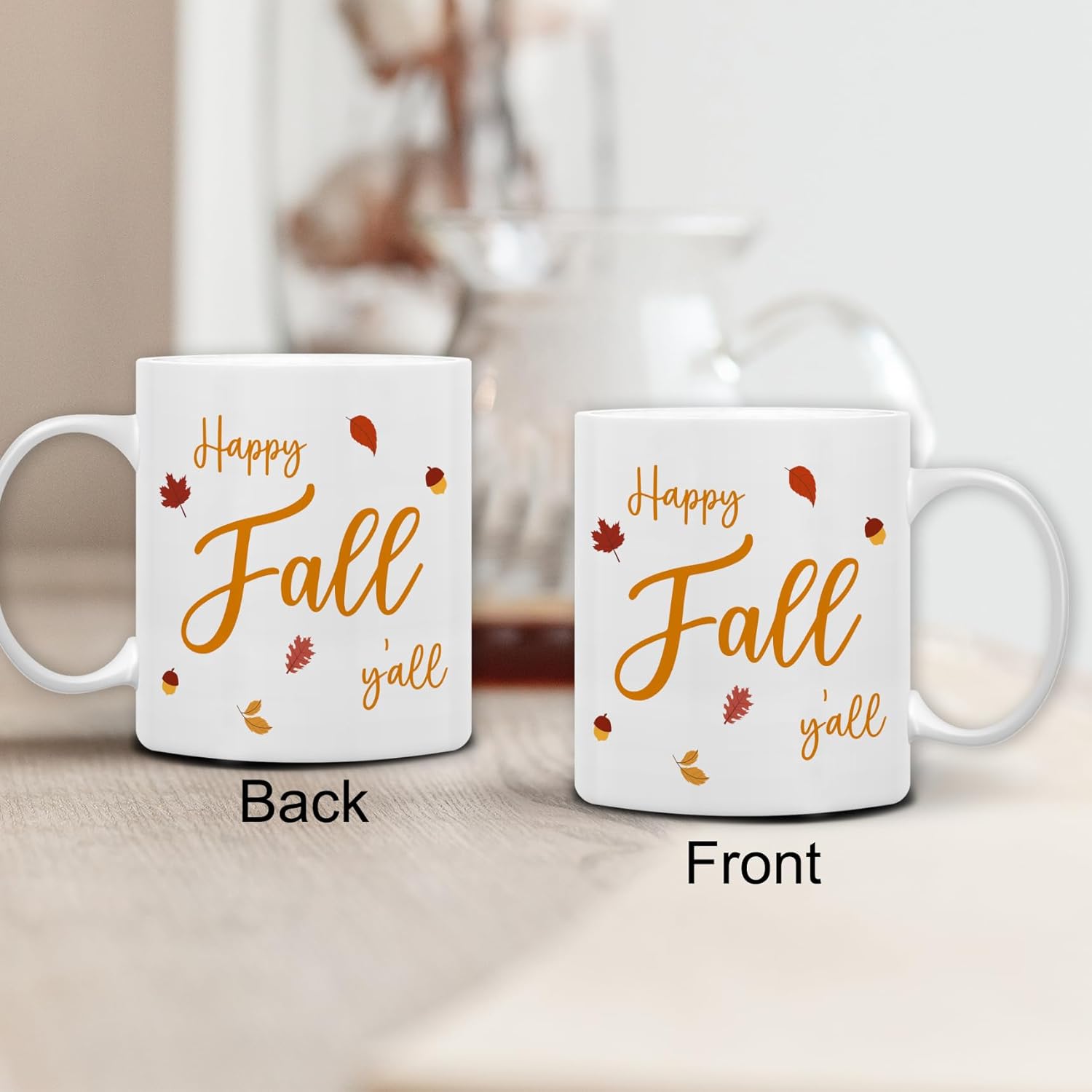 QASHWEY Happy Fall Yall Autumn Mug, Fall Coffee Mug, Autumn Coffee Mug, Fall Themed Mug Tea Cup Gifts for Fall Lovers Women Men Friends, Happy Fall Yall Autumn Coffee Cups Ceramic 11oz - Image 8