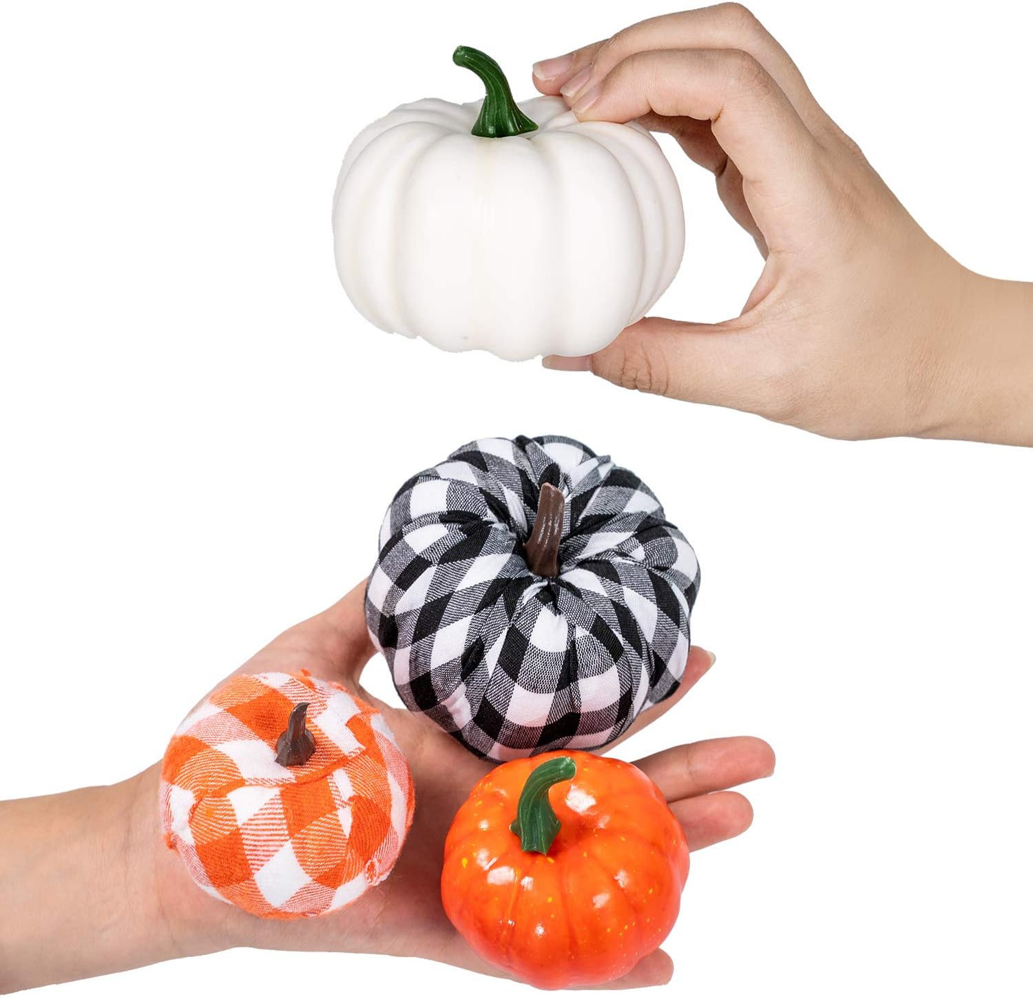 Ueerdand 16 PCS Fall Decor Assorted Sizes Artificial Pumpkins Burlap Faux Foam Pumpkin for Harvest Autumn Season Halloween Thanksgiving Holiday Festive Embellishing and Displaying - Image 3