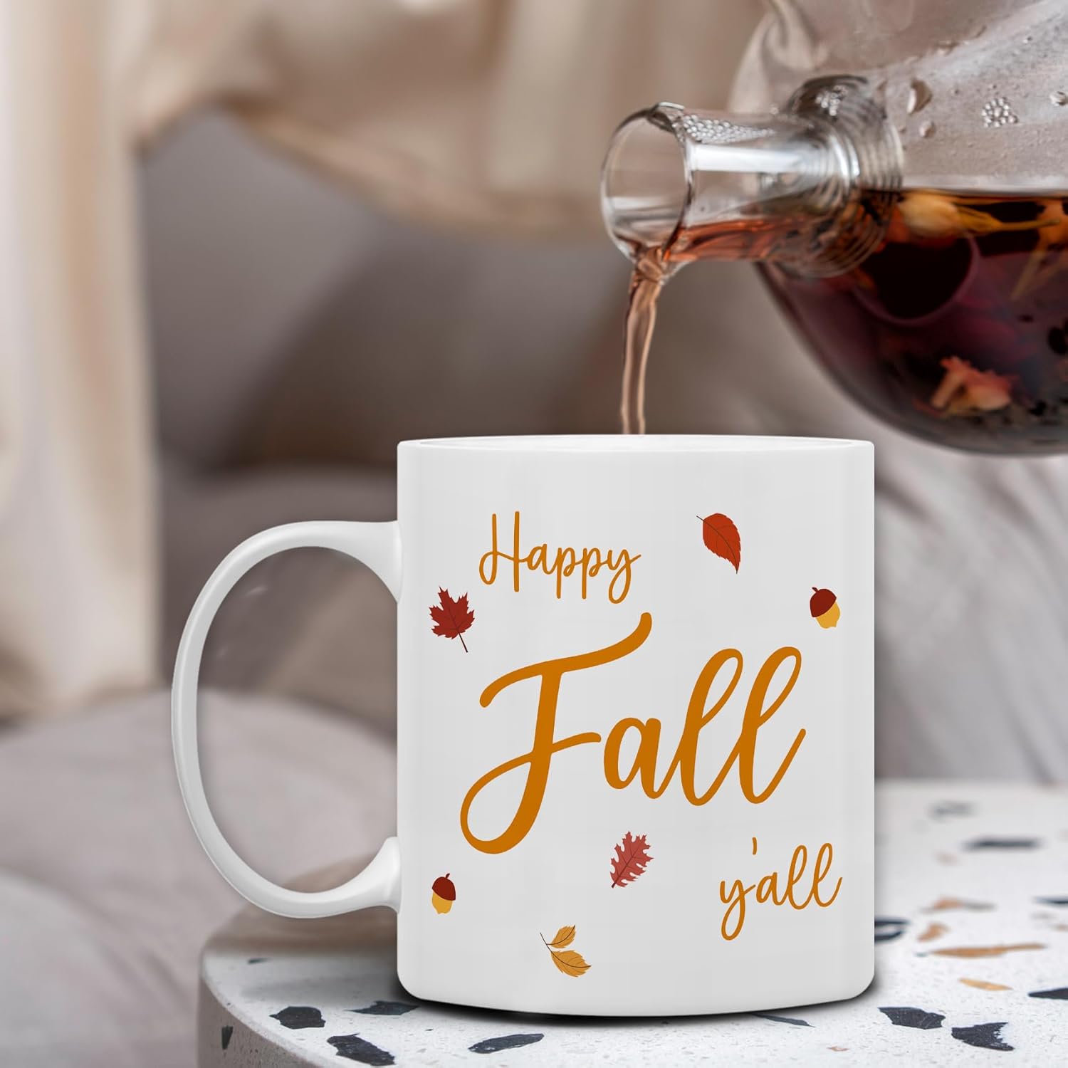 QASHWEY Happy Fall Yall Autumn Mug, Fall Coffee Mug, Autumn Coffee Mug, Fall Themed Mug Tea Cup Gifts for Fall Lovers Women Men Friends, Happy Fall Yall Autumn Coffee Cups Ceramic 11oz - Image 7