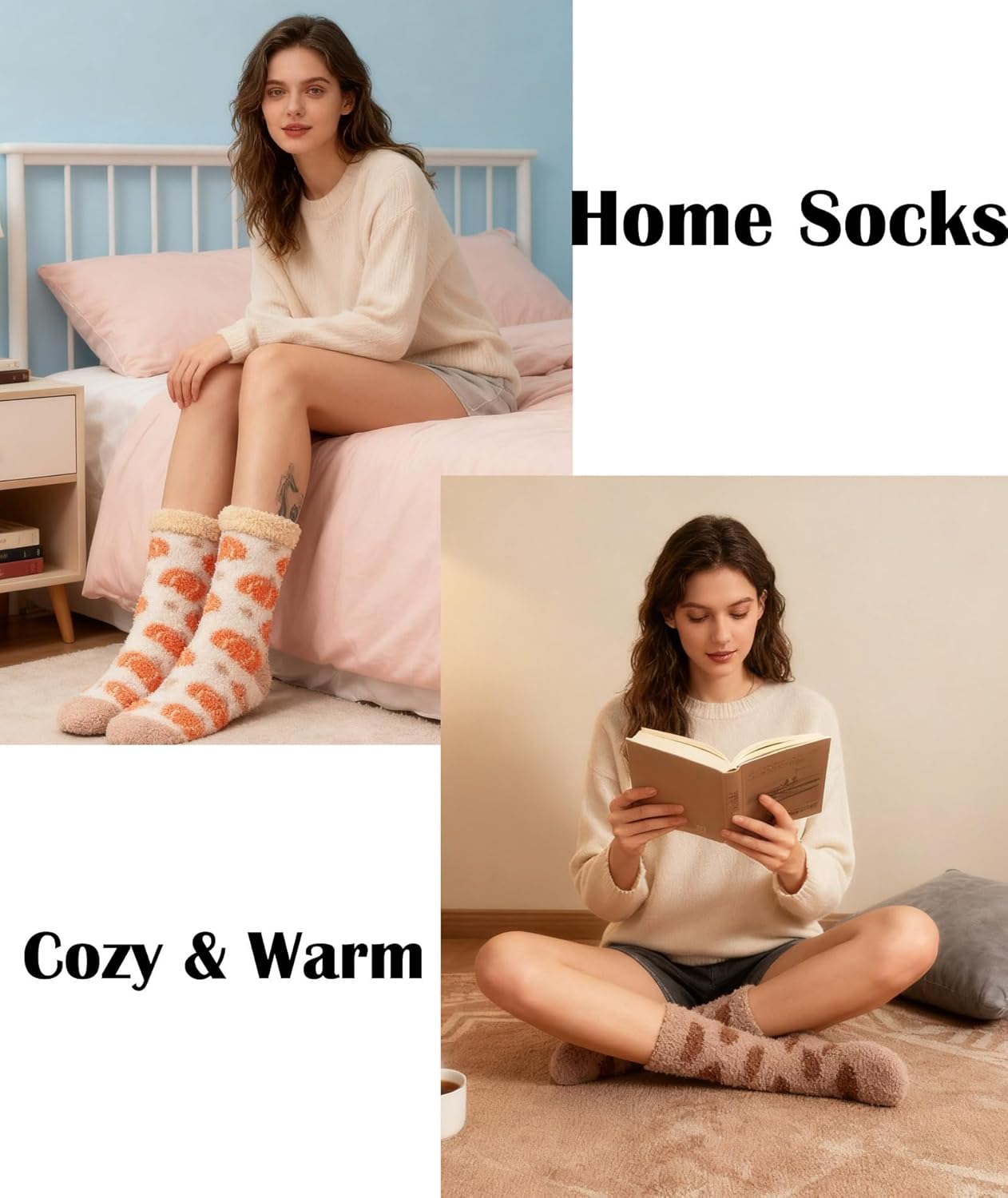 Plush Fuzzy Socks for Women Fluffy Cozy Slipper Socks Fall Thanksgiving Birthday Gifts for Her - Image 7