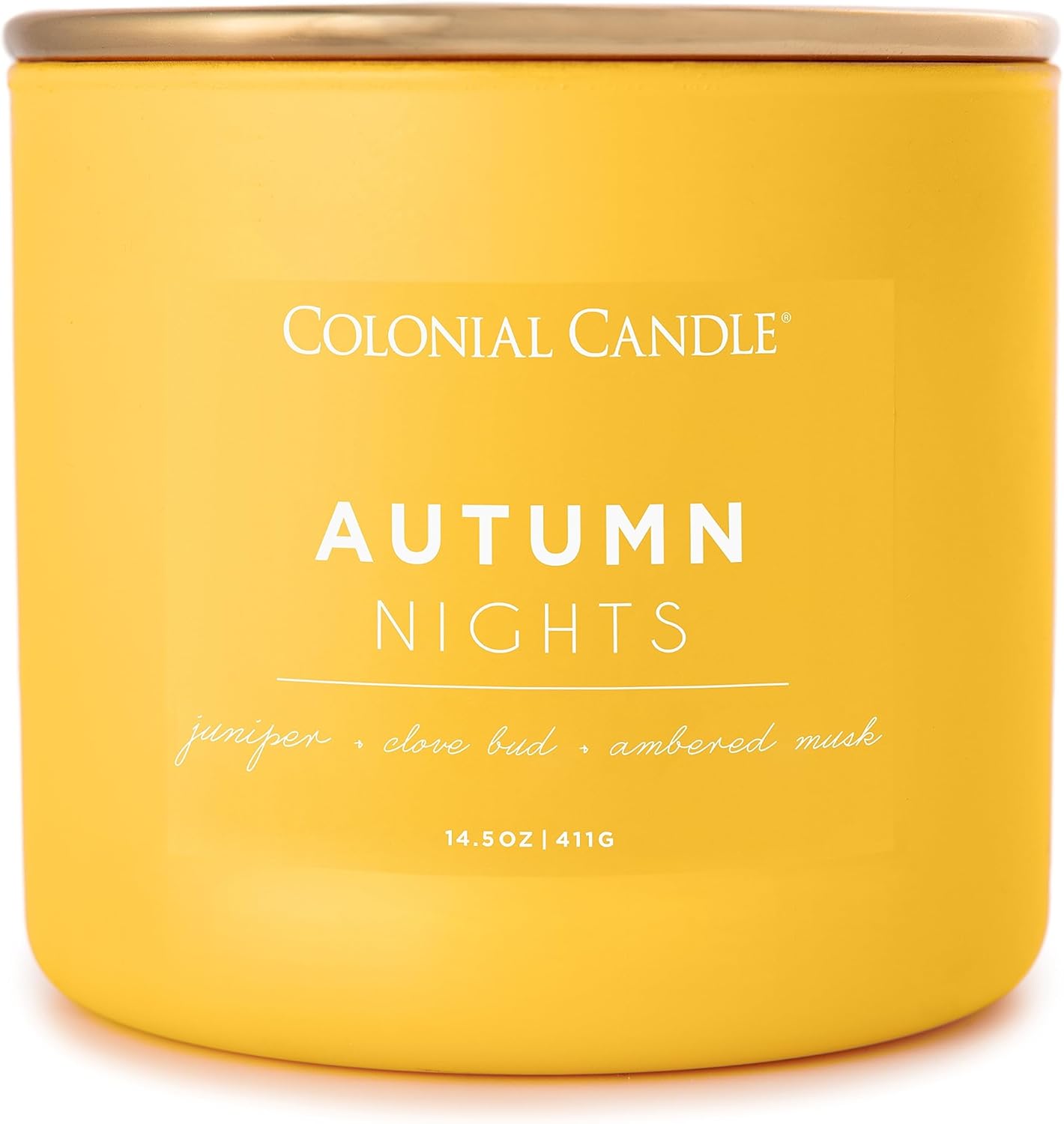 Colonial Candle Autumn Nights Scented Jar Candle, Pop of Color Collection, 3 Wick, Yellow, 14.5 oz - Up to 60 Hours Burn - Image 2