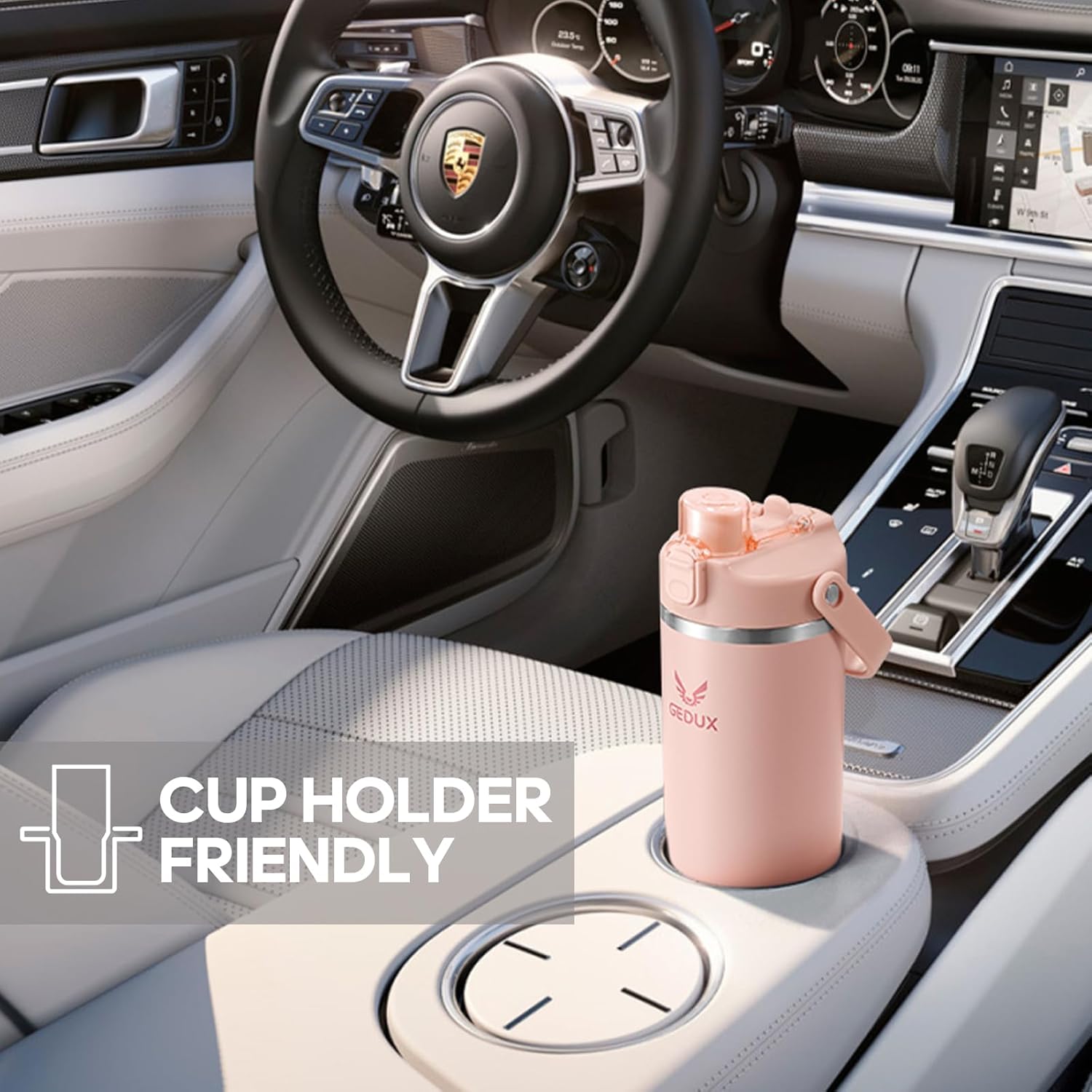 32 oz Gradient Blue Stainless Steel Tumbler with Handle and Straw, Vacuum Insulated Water Bottle with Leak-Proof 2-in-1 Lid and Silicone Boot, Keeps Drinks Hot and Cold (reddish black, 40oz) - Image 6