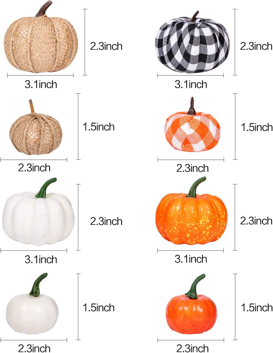 Ueerdand 16 PCS Fall Decor Assorted Sizes Artificial Pumpkins Burlap Faux Foam Pumpkin for Harvest Autumn Season Halloween Thanksgiving Holiday Festive Embellishing and Displaying - Image 4