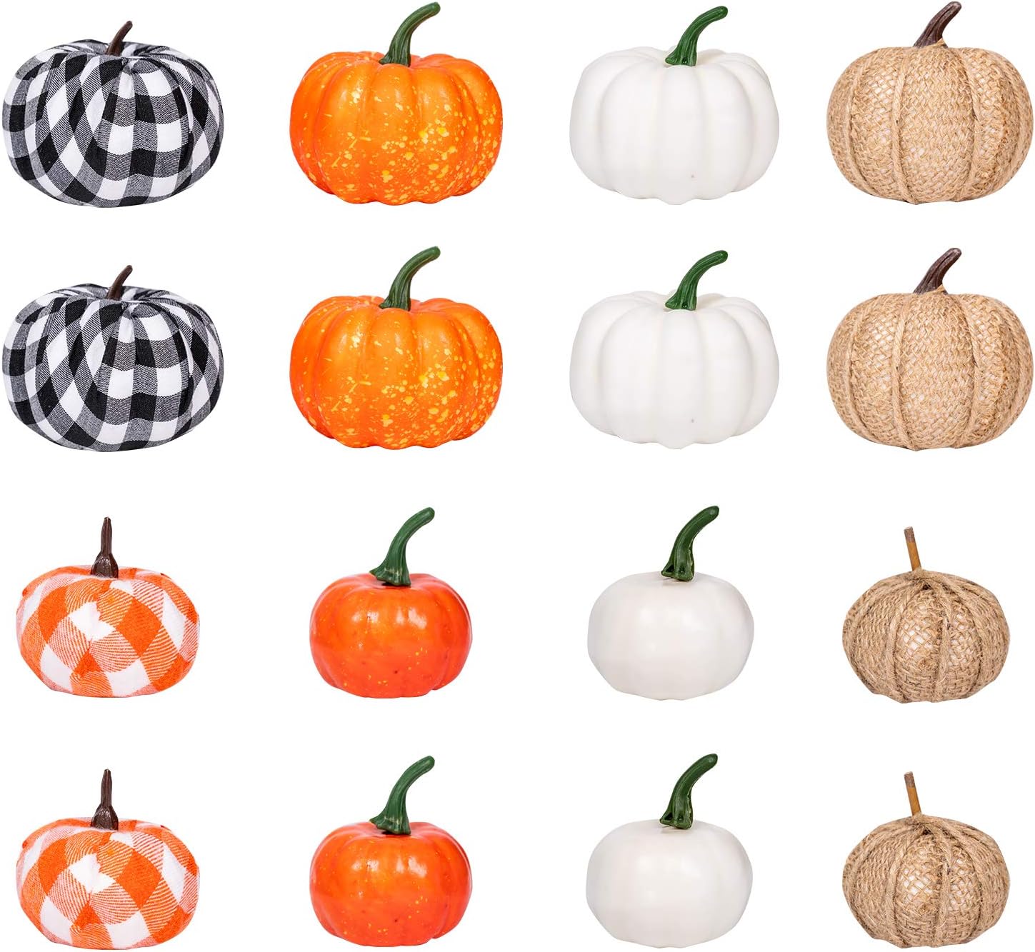 Ueerdand 16 PCS Fall Decor Assorted Sizes Artificial Pumpkins Burlap Faux Foam Pumpkin for Harvest Autumn Season Halloween Thanksgiving Holiday Festive Embellishing and Displaying - Image 5