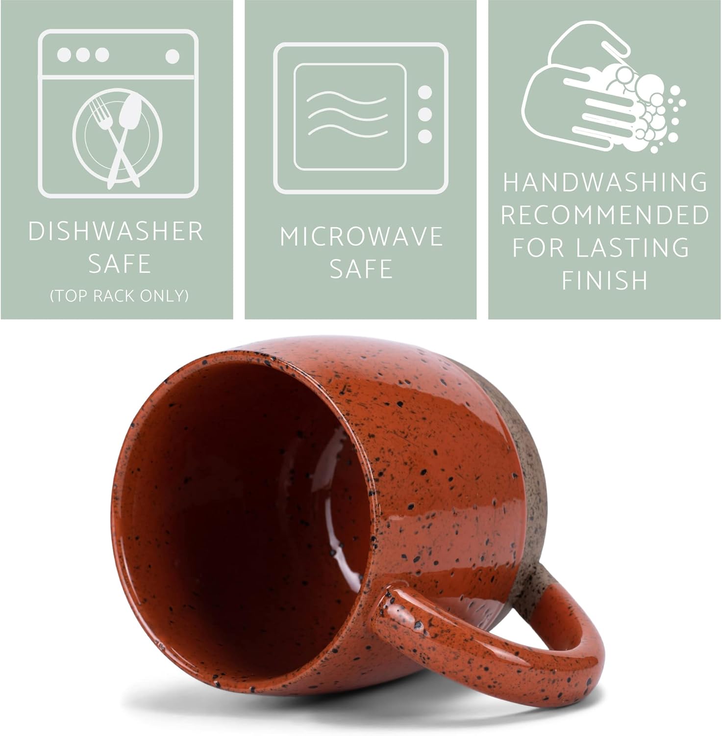 Elanze Designs Speckled Raw Bottom 17 ounce Ceramic Mug, Burnt Orange - Image 6