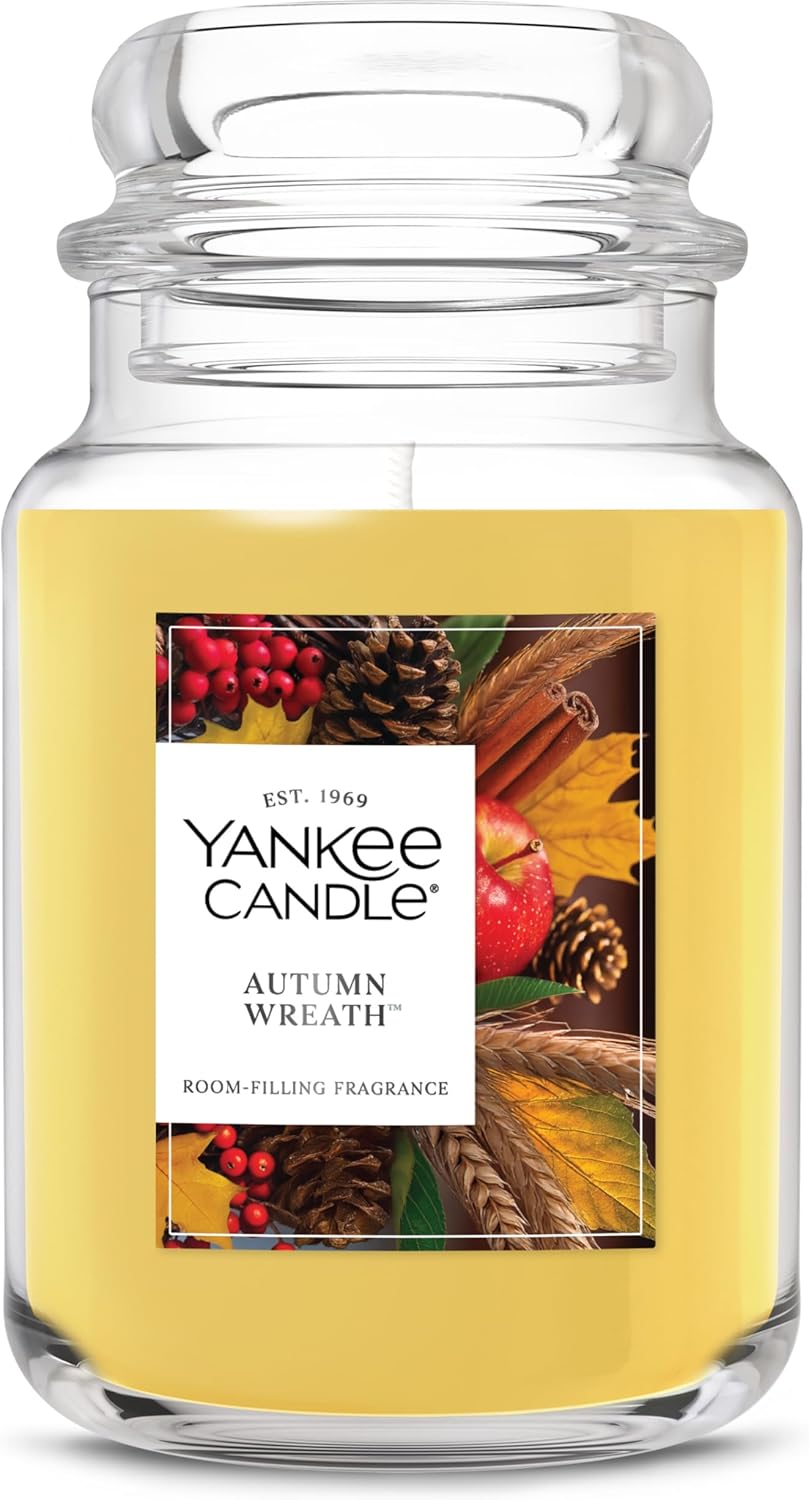 Yankee Candle Autumn Wreath, Fall Scented Candle, 22oz Large Jar with up to 150 Hour Burn Time - Image 2