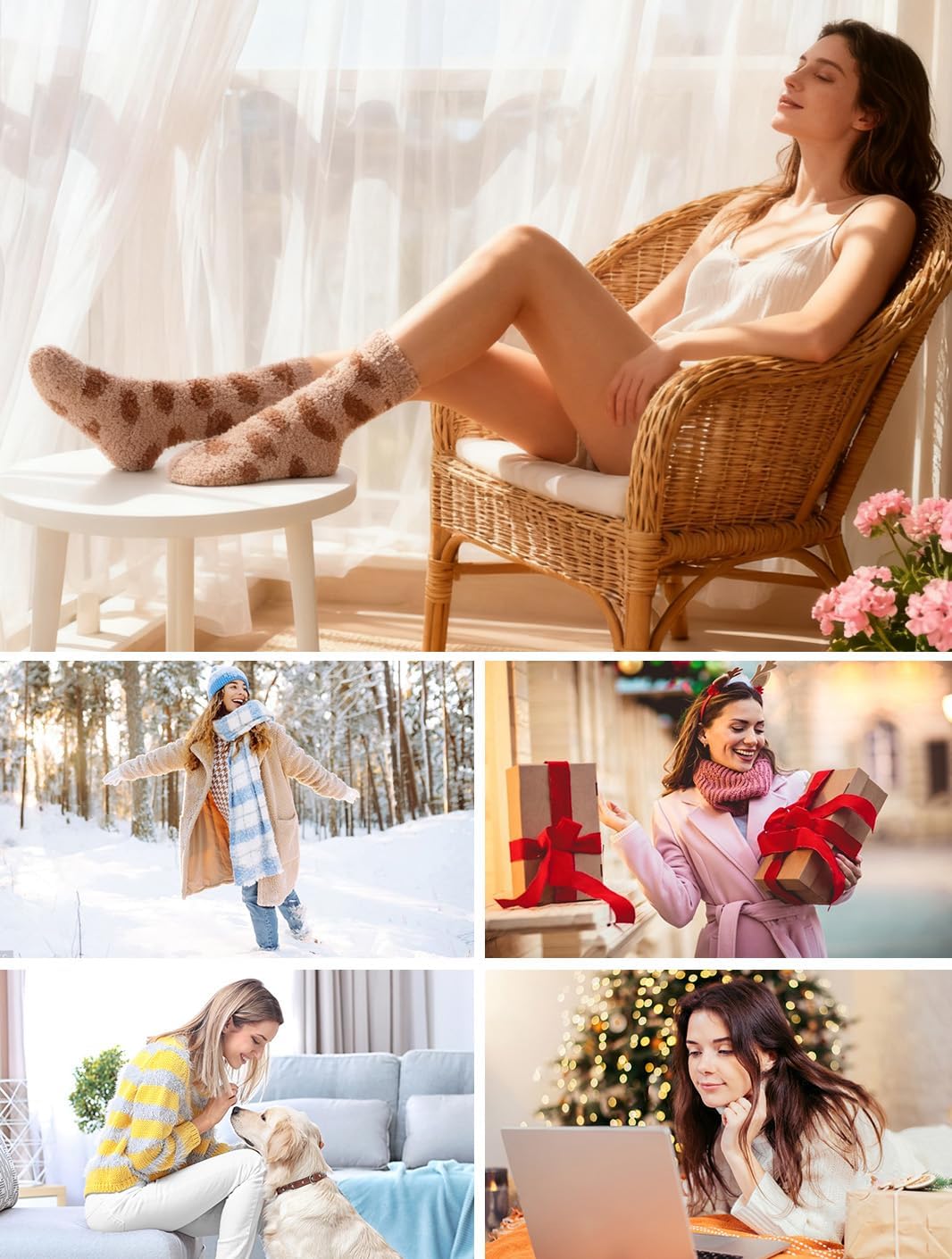 Plush Fuzzy Socks for Women Fluffy Cozy Slipper Socks Fall Thanksgiving Birthday Gifts for Her - Image 6