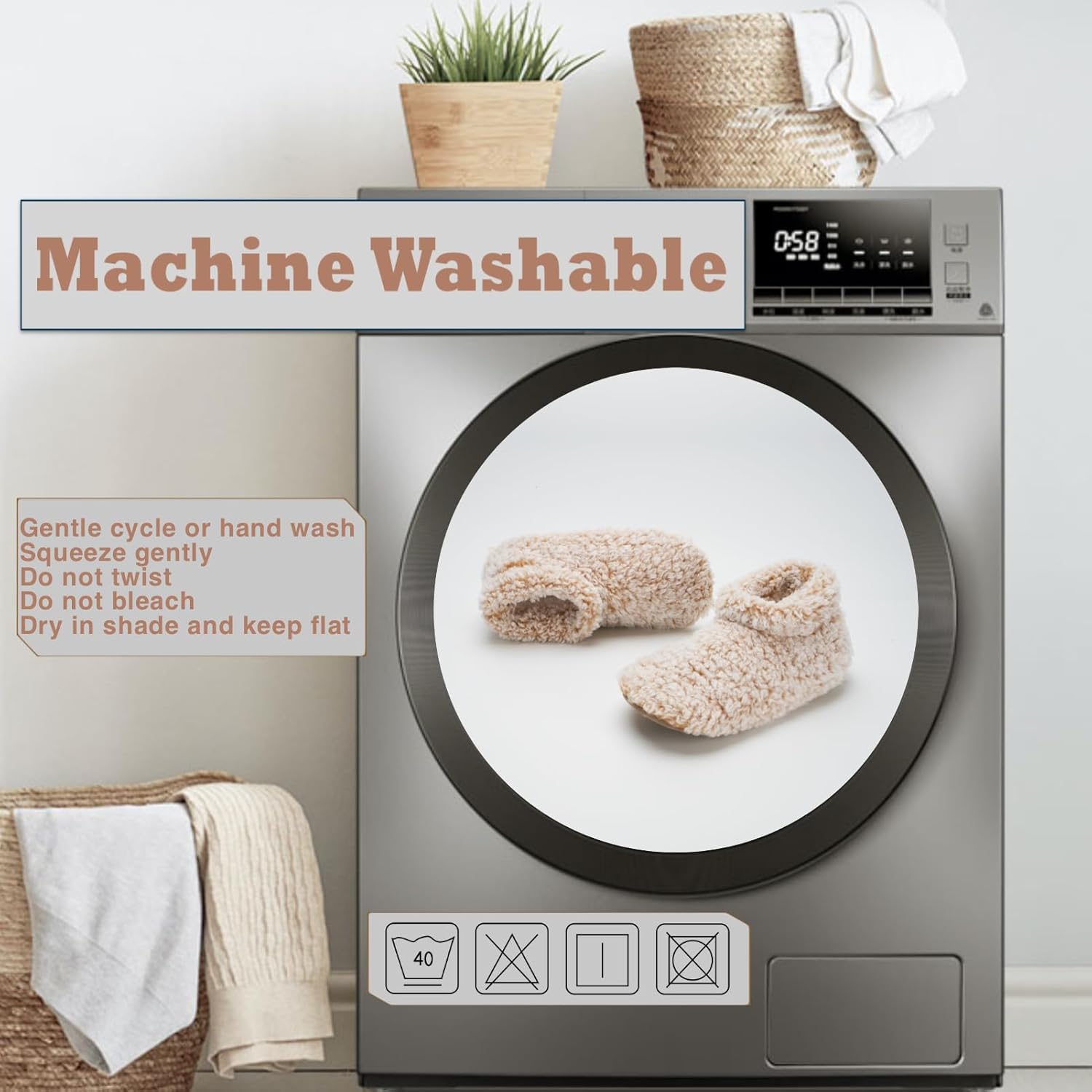 Cozylook Fuzzy Slippers for Women Indoor, Warm Bedroom Slip On Shoes, Winter Fluffy House Socks with Grippers, Cozy Christmas Gifts Unique - Image 6