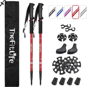TheFitLife Nordic Walking Trekking Poles – 2 Sticks with Anti-Shock and Quick Lock System, Telescopic, Collapsible, Ultralight for Hiking, Camping, Mountaining, Backpacking, Walking, Trekking