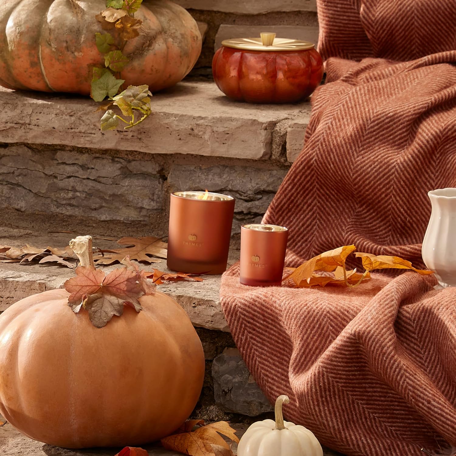 Thymes Scented Candles for Home Decor - Luxury Home Fragrance Gifts for Women & Men - Fall Candles with Creamy Pumpkin, Nutmeg, & Cinnamon - Burnt Orange (Pumpkin Laurel, 6.5 oz) - Image 8