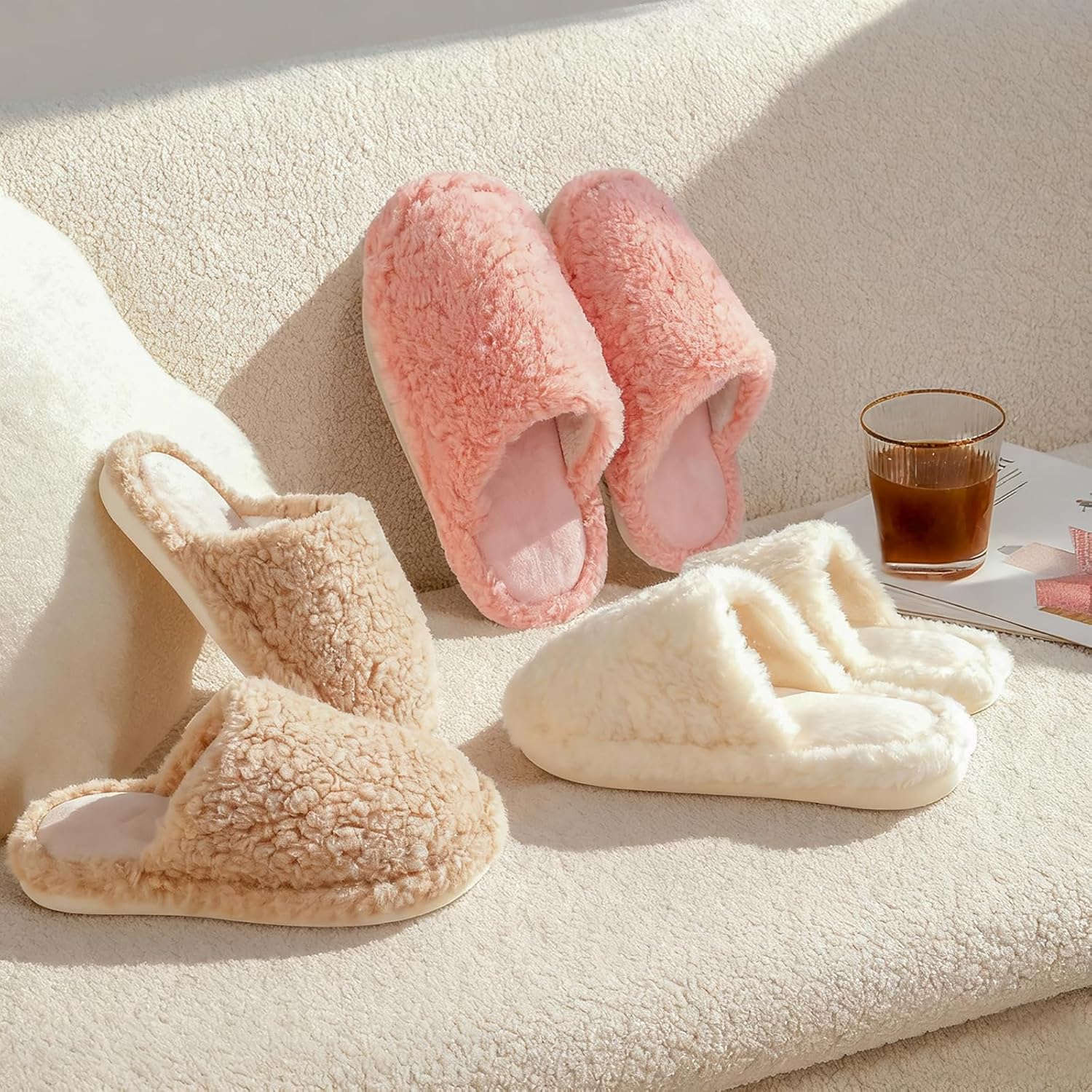 Women's Fuzzy Slipper Memory Foam Slippers for Women Cozy Non-Slip Machine Washable House Shoes Lightweight Slip-On - Image 7