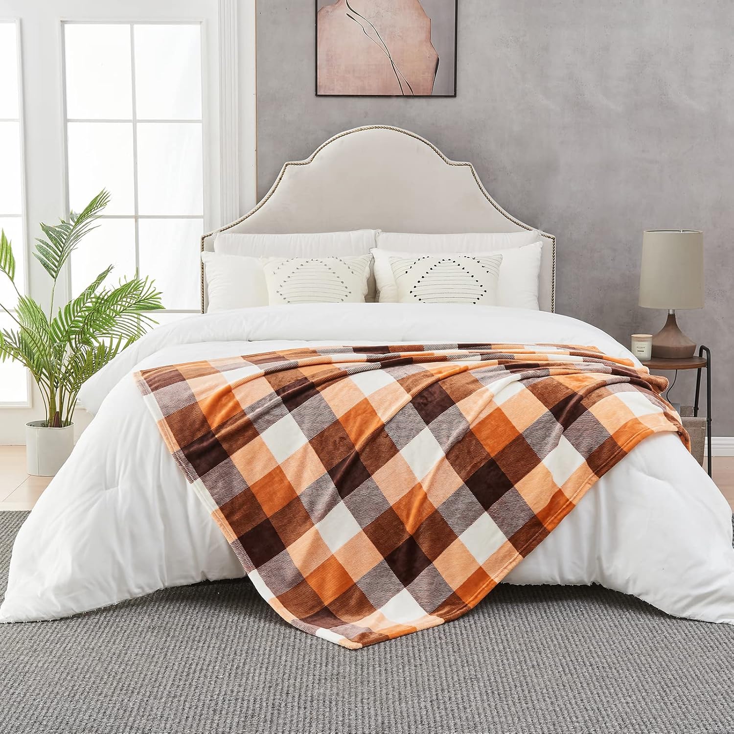 SOCHOW Buffalo Plaid Flannel Fleece Throw Blanket 60 x 80 Inches, Soft Lightweight Cozy All Season Orange Checkered Blanket for Bed, Couch, Car - Image 8
