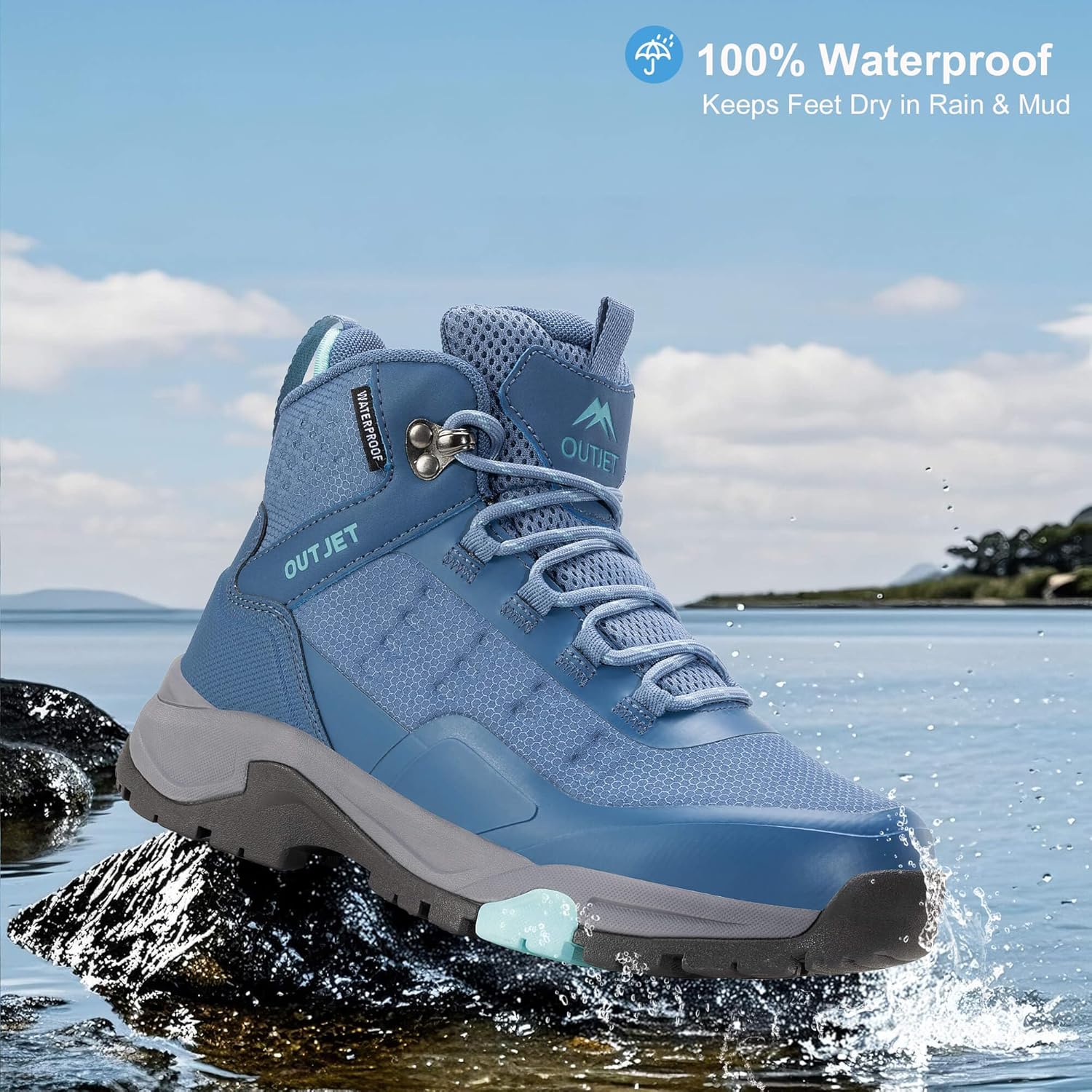 Women's Waterproof Hiking Boots Lightweight Comfortable All-Terrain Mid Ankle Outdoor Boots - Image 5