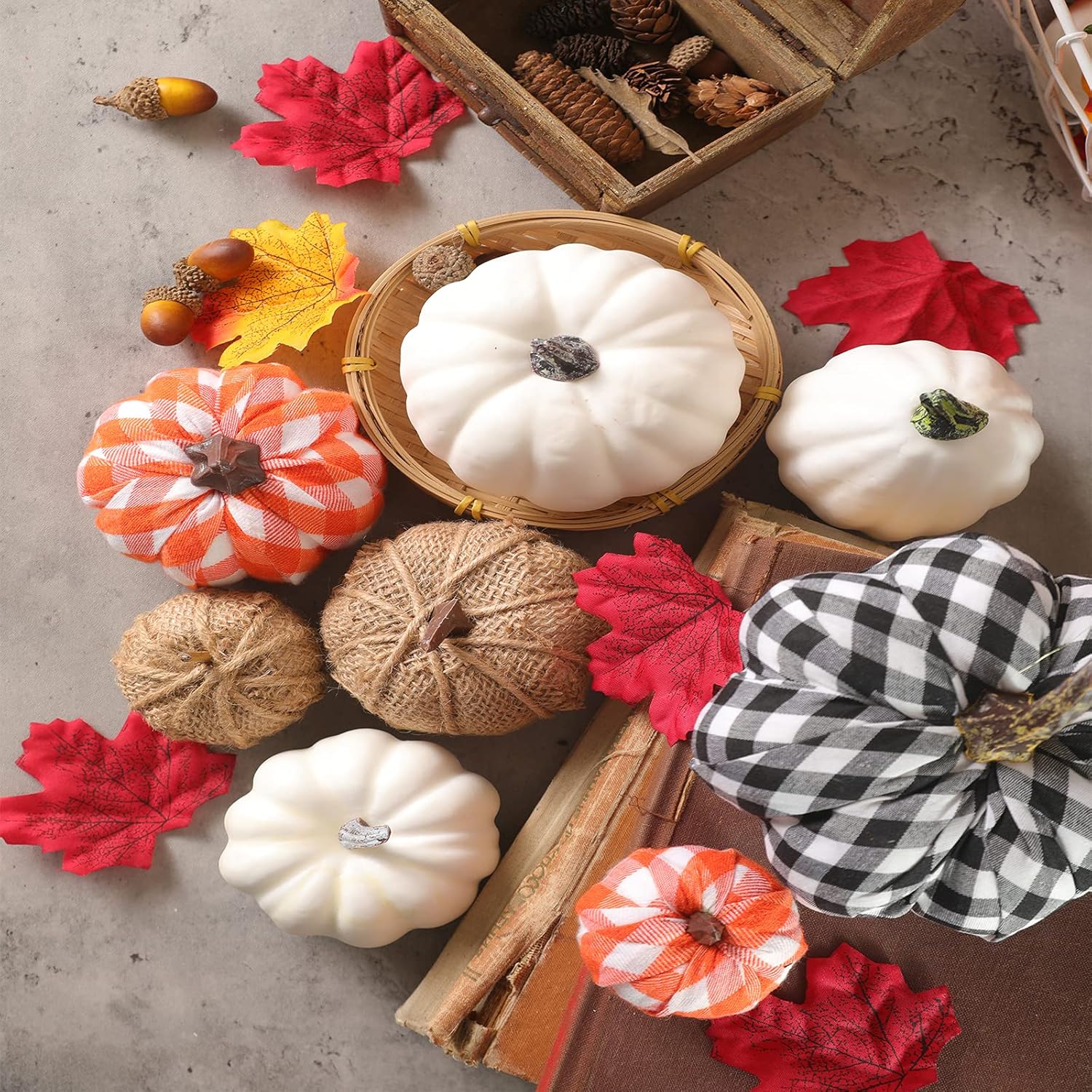 Ueerdand 16 PCS Fall Decor Assorted Sizes Artificial Pumpkins Burlap Faux Foam Pumpkin for Harvest Autumn Season Halloween Thanksgiving Holiday Festive Embellishing and Displaying - Image 6