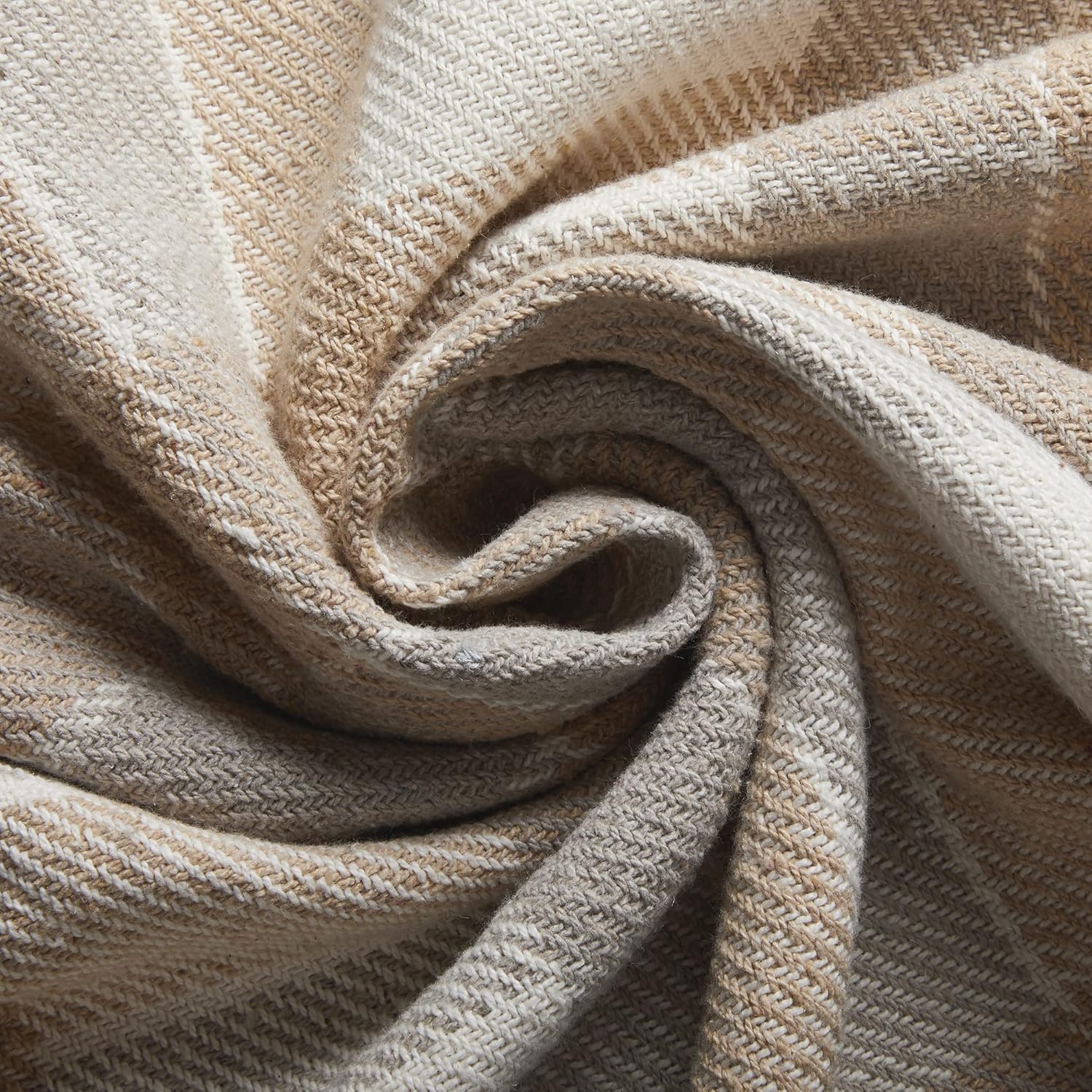 Americanflat 50x60 Throw Blanket - Soft and Breathable Cotton Throw Blanket for Couch, Bed, Chair - Decorative Blankets Perfect for Home, Office, or Outdoor Use - Camel and Beige Plaid Design - Image 5